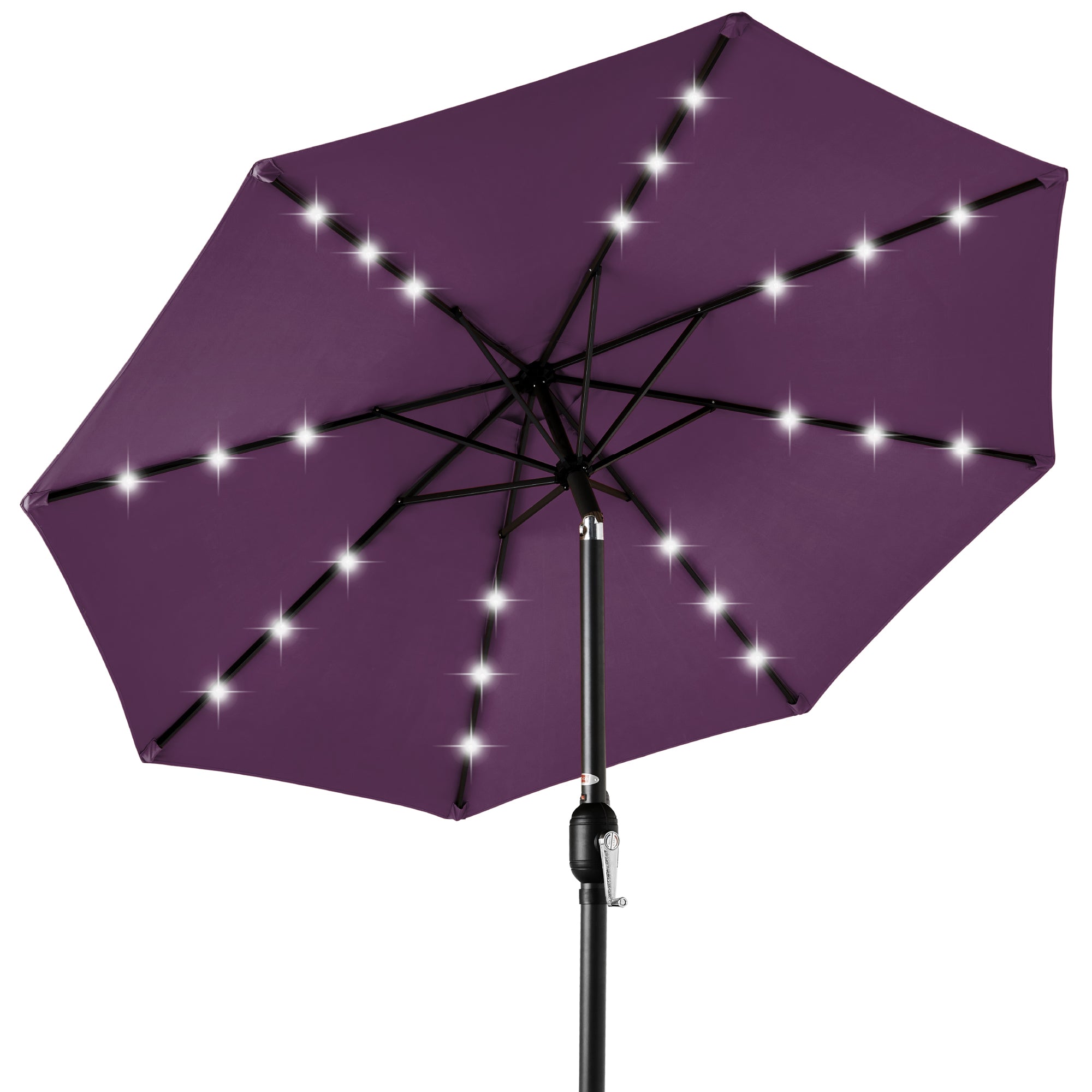 Solar LED Lighted Patio Umbrella w/ Tilt Adjustment, UV-Resistant - 10ft