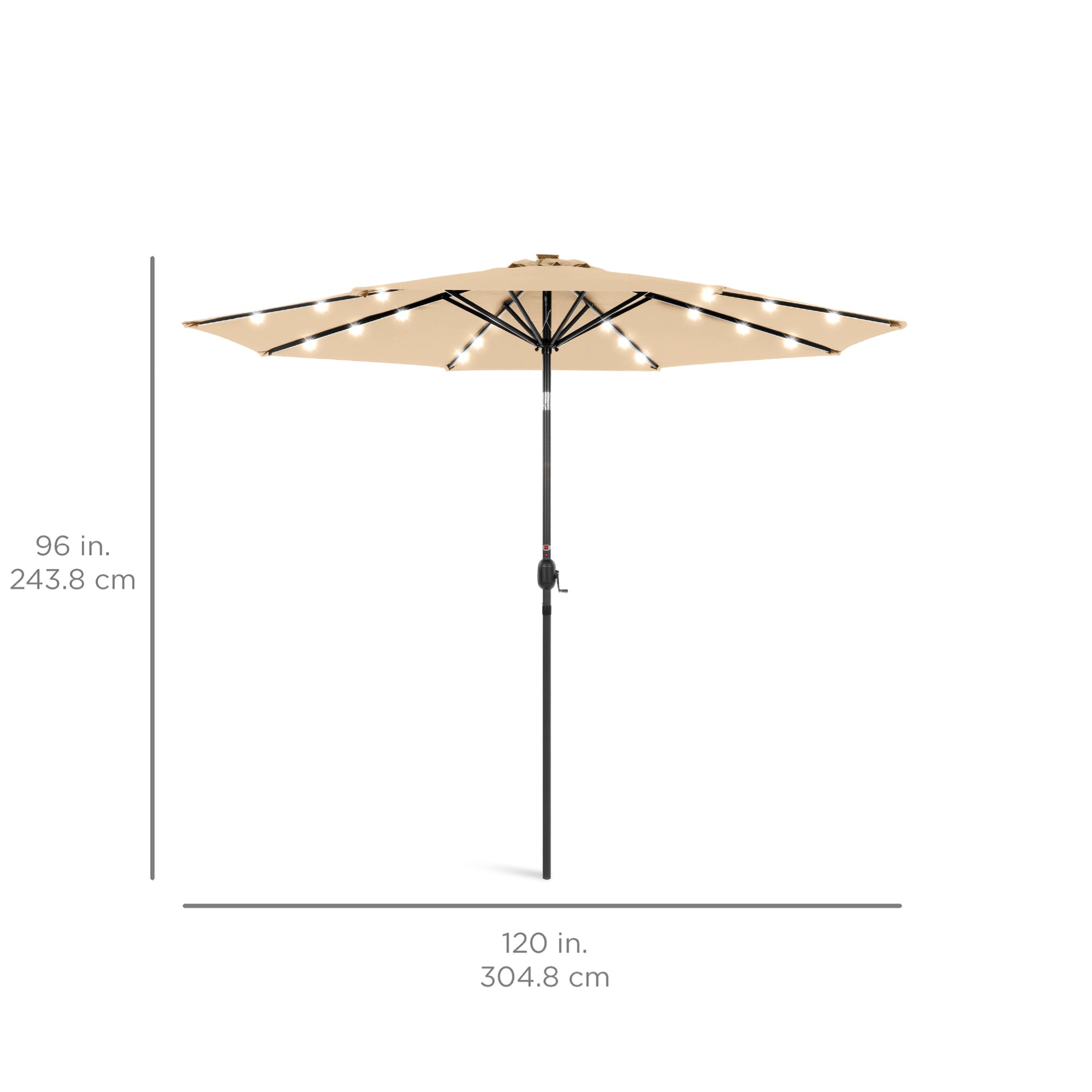 Solar LED Lighted Patio Umbrella w/ Tilt Adjustment, UV-Resistant - 10ft