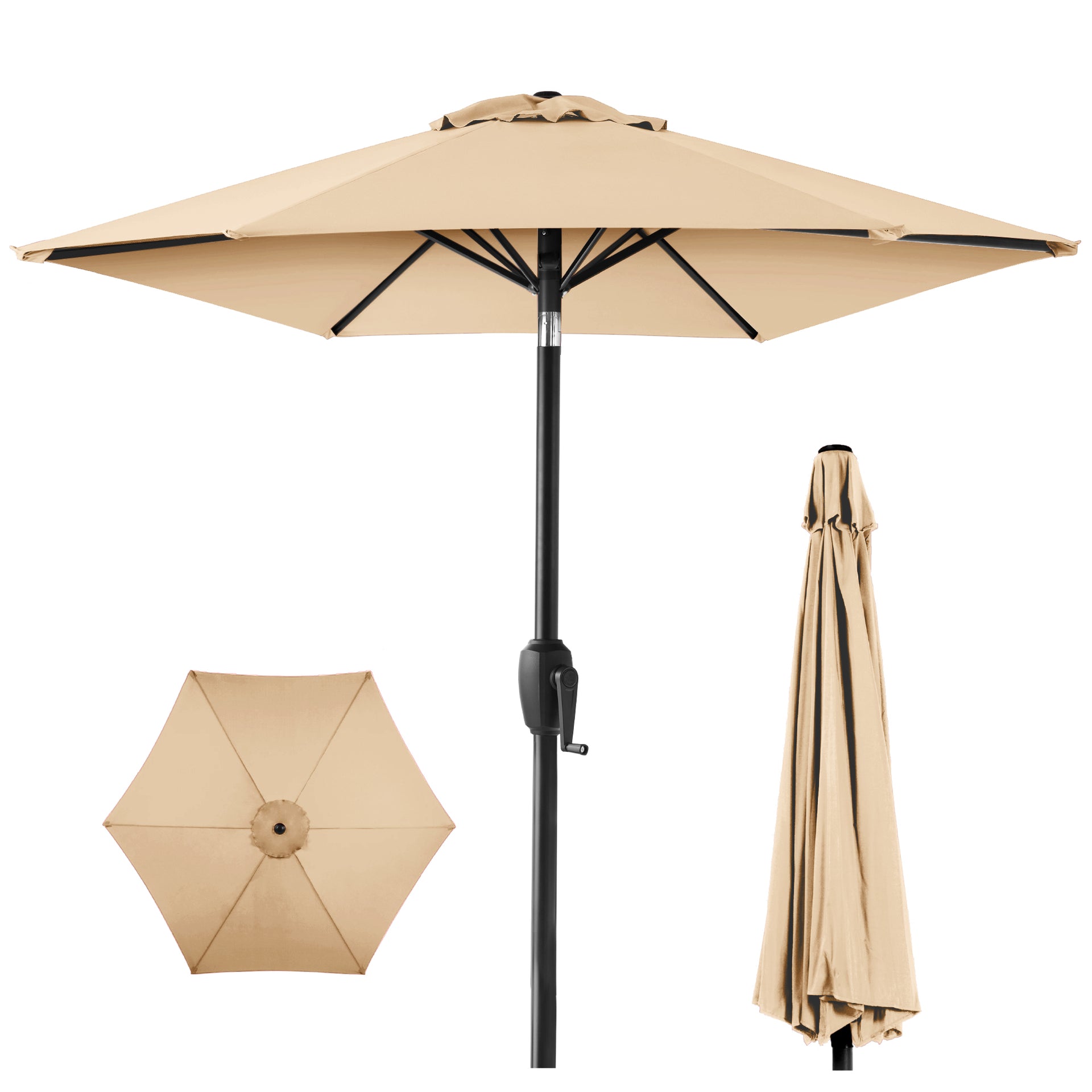 4 star rated patio umbrellas Best Choice Products 7.5ft Heavy-Duty Outdoor Market Patio Umbrella w/ Push Button Tilt, Easy Crank