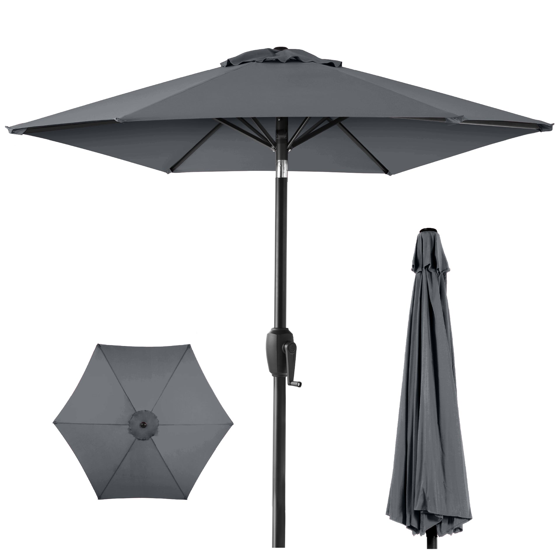 Best Choice Products 7.5ft Heavy-Duty Outdoor Market Patio Umbrella w/ Push Button Tilt, Easy Crank