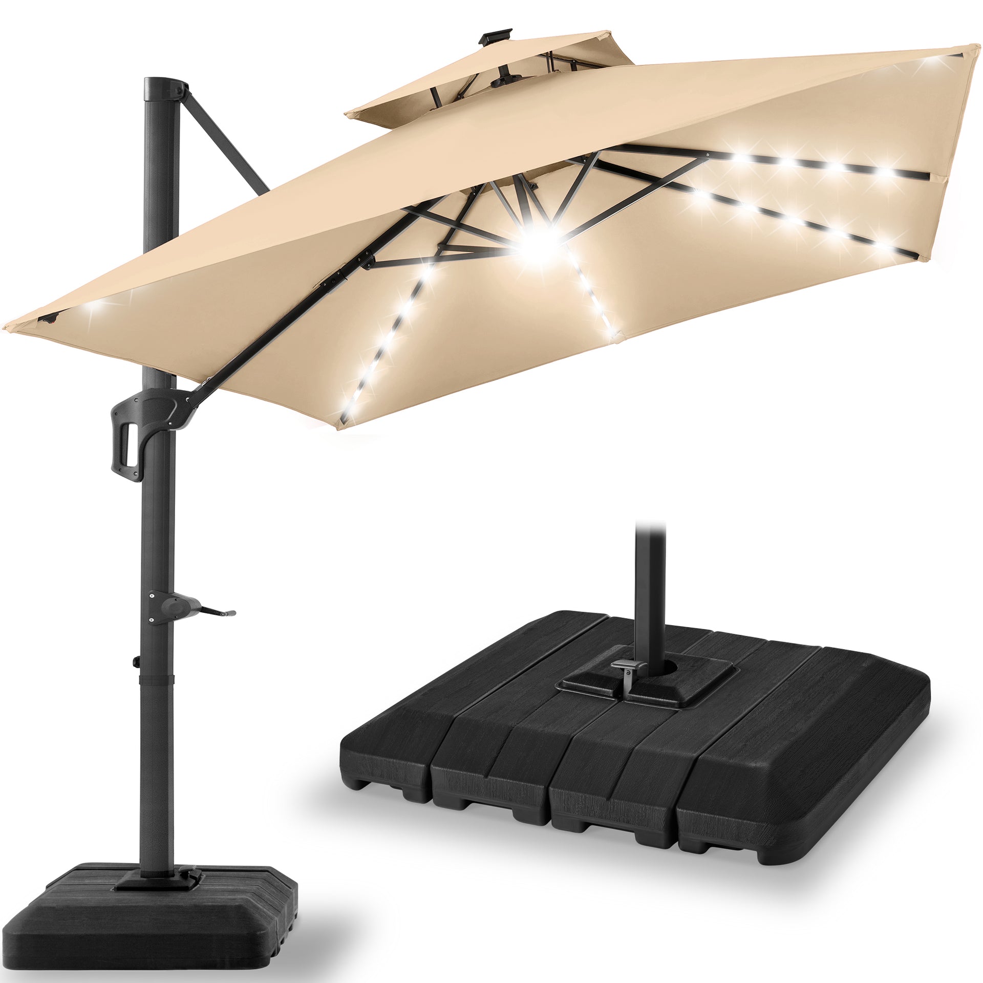 cantilever umbrella for patio Grand Napoli 10x13 FT Rectangular Offset Umbrella, Heavy Duty Al 100% solution Garden 10 ft Offset Cantilever