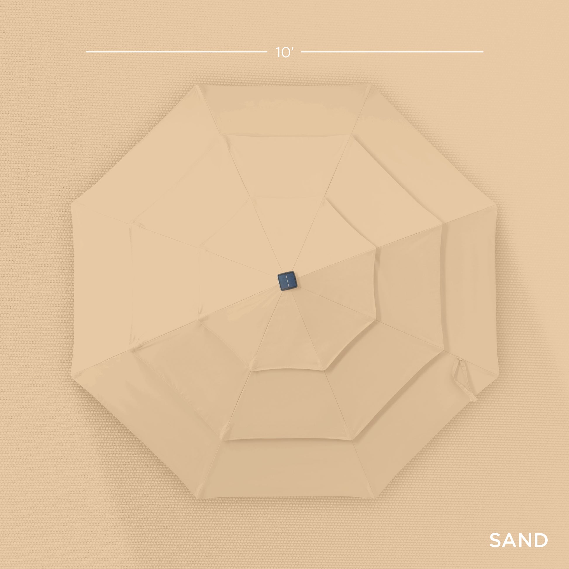 3-Tier Solar Patio Umbrella w/ LED Lights, Tilt Adjustment, Crank - 10ft