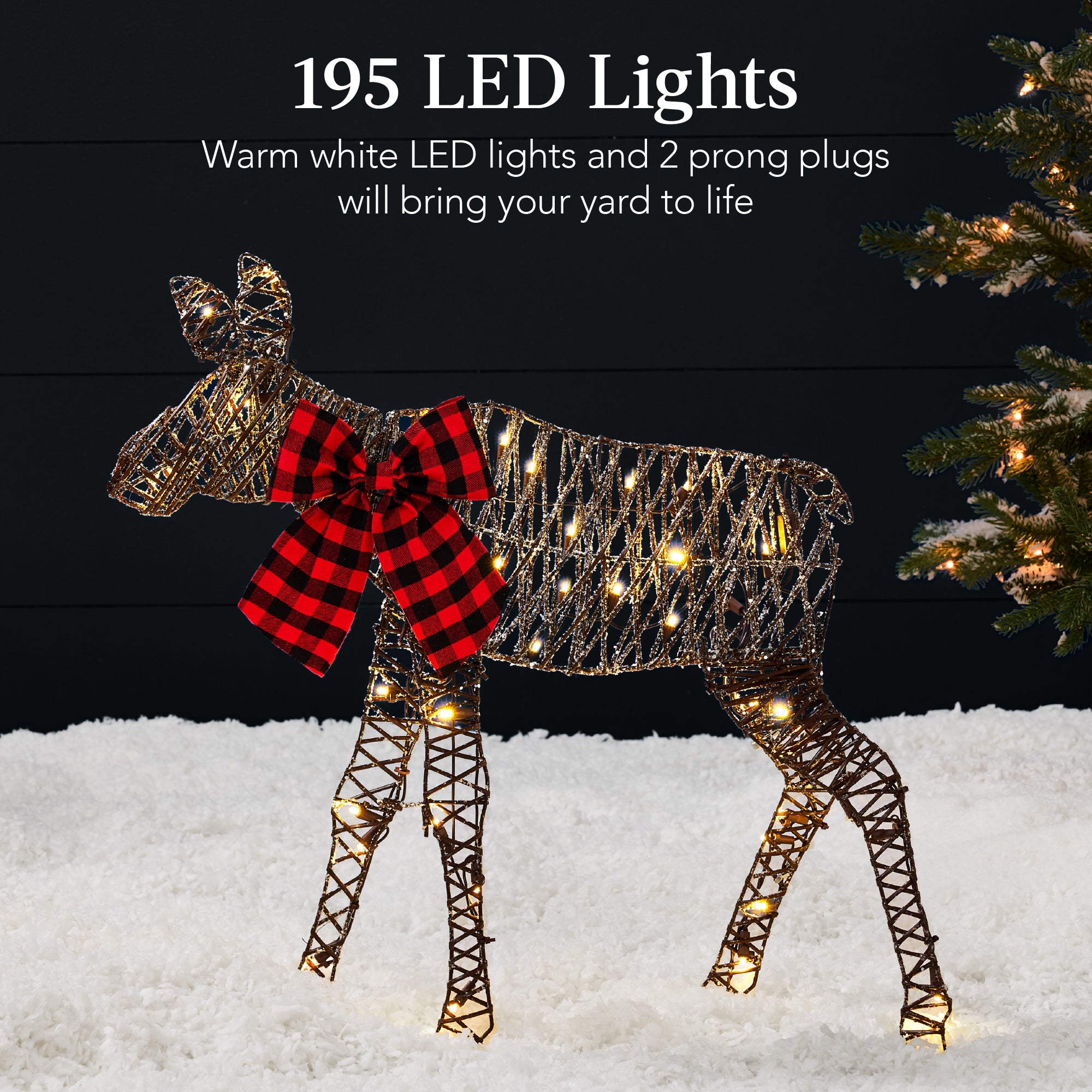 3-Piece Lighted 2D Christmas Moose Set Outdoor Decor - Thumbnail 2