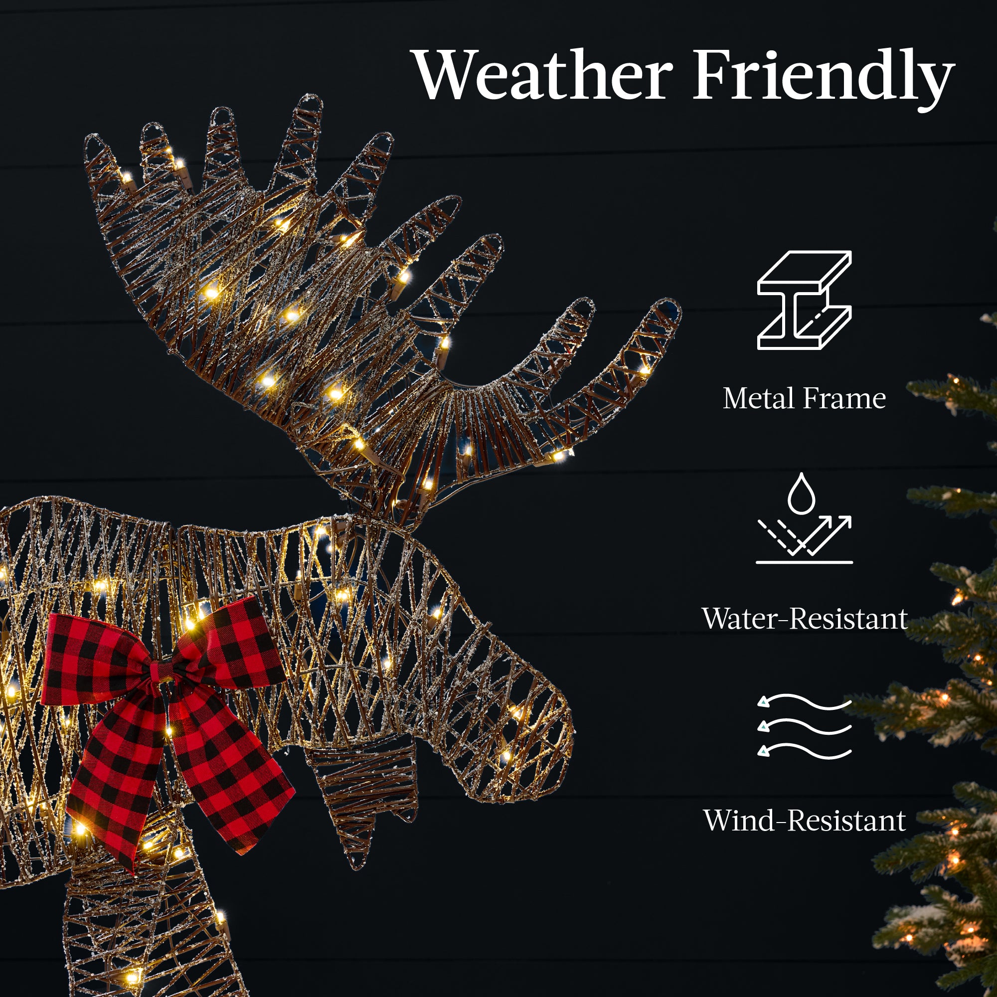 3-Piece Lighted 2D Christmas Moose Set Outdoor Decor - Thumbnail 5