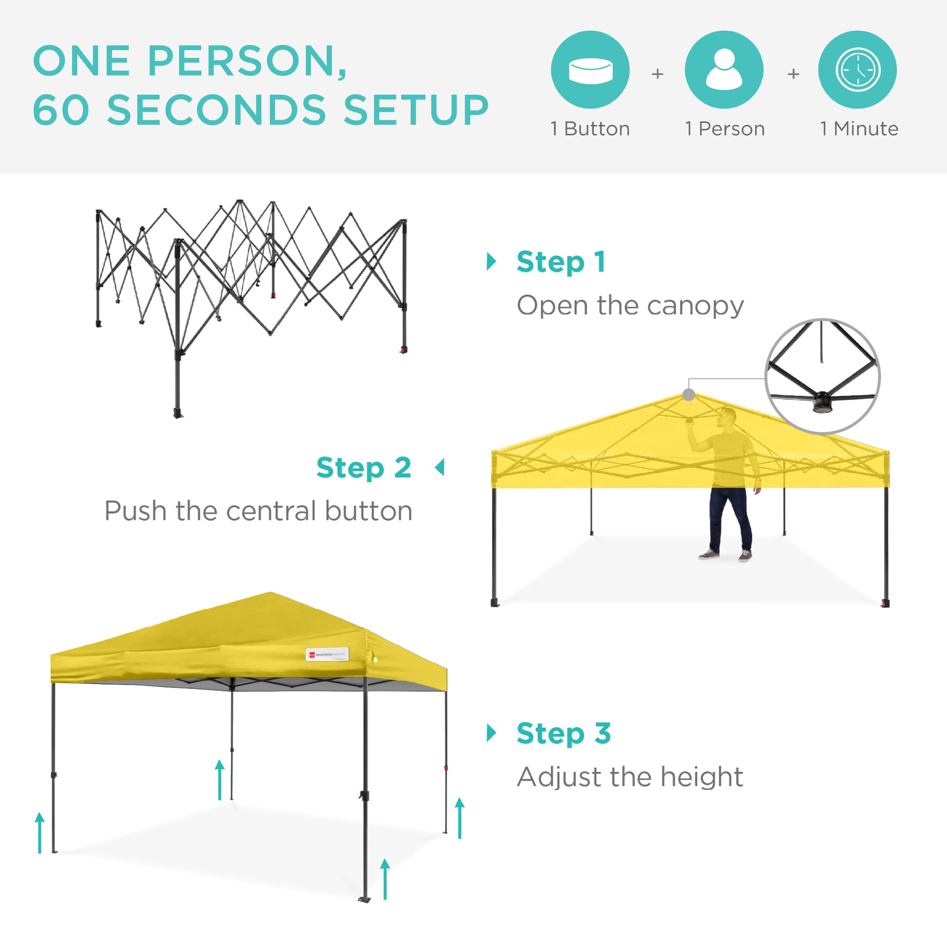 1 minute tent One-Person Setup Instant Pop Up Canopy w/ Case, 4 Weight Bags