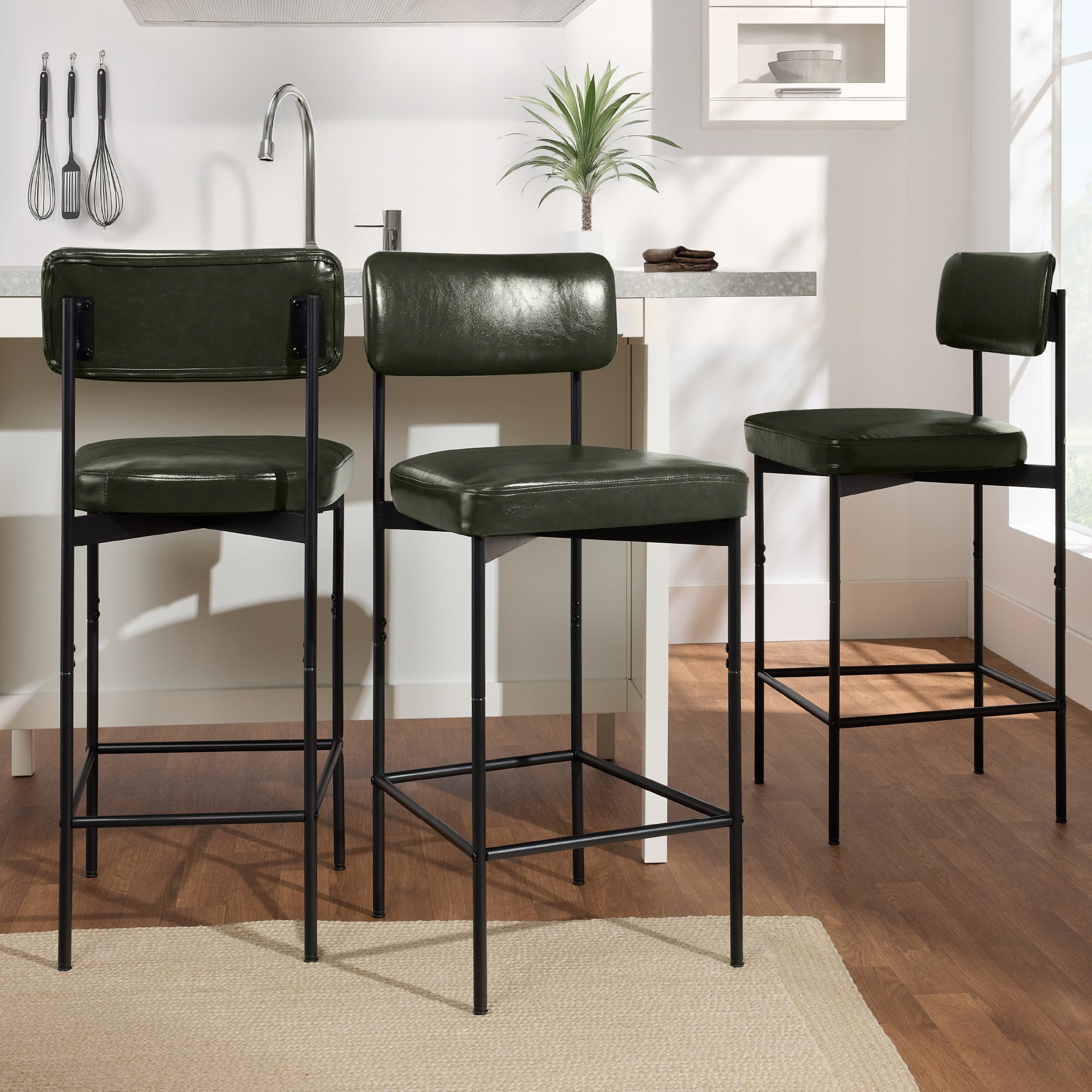 Set of 2 Armless Counter Height Bar Stools - Thumbnail 2