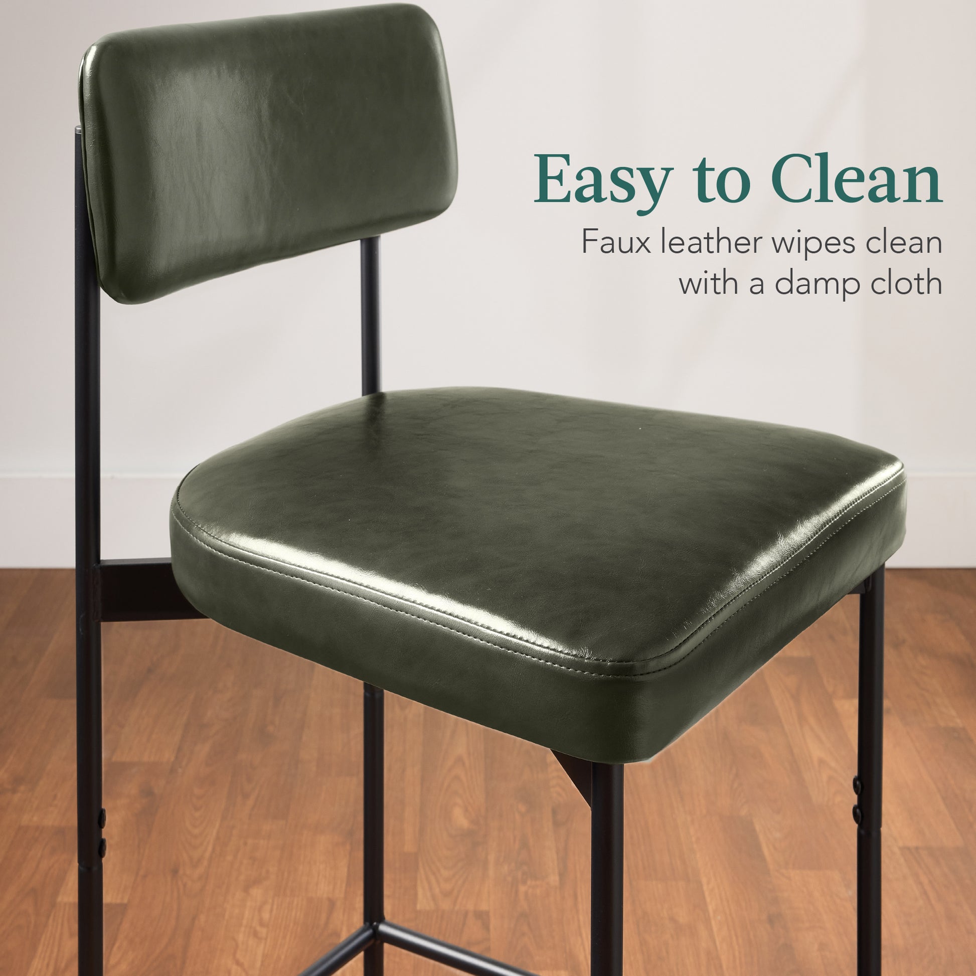 Set of 3 Armless Counter Height Bar Stools, Modern PU Faux Leather Stools