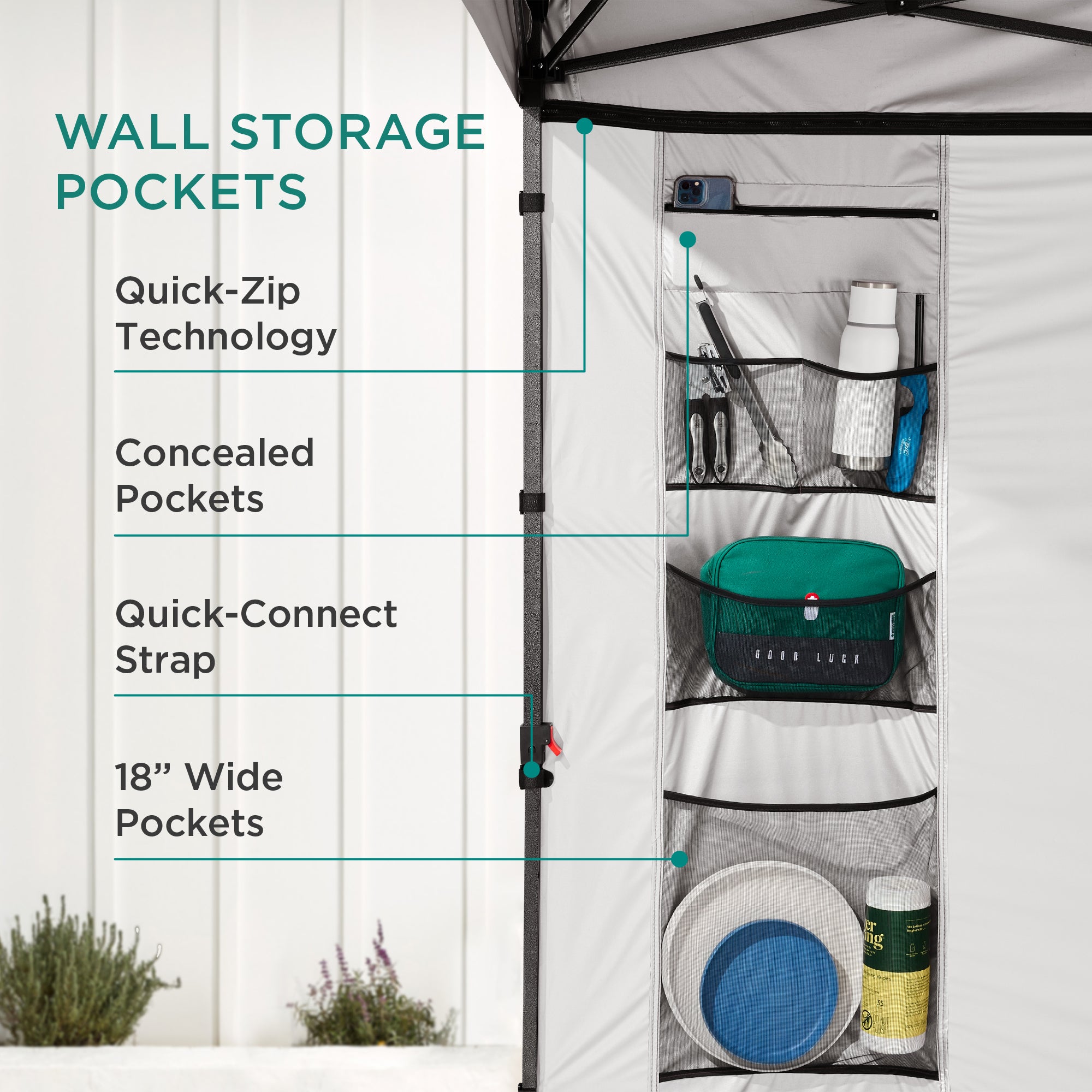 One-Person Setup Instant Pop Up Canopy w/ Side Wall, Carrying Case