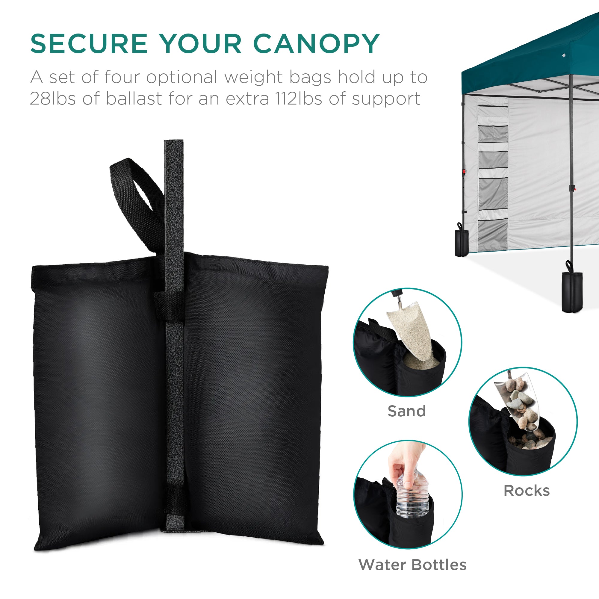 One-Person Setup Instant Pop Up Canopy w/ Side Wall, Carrying Case