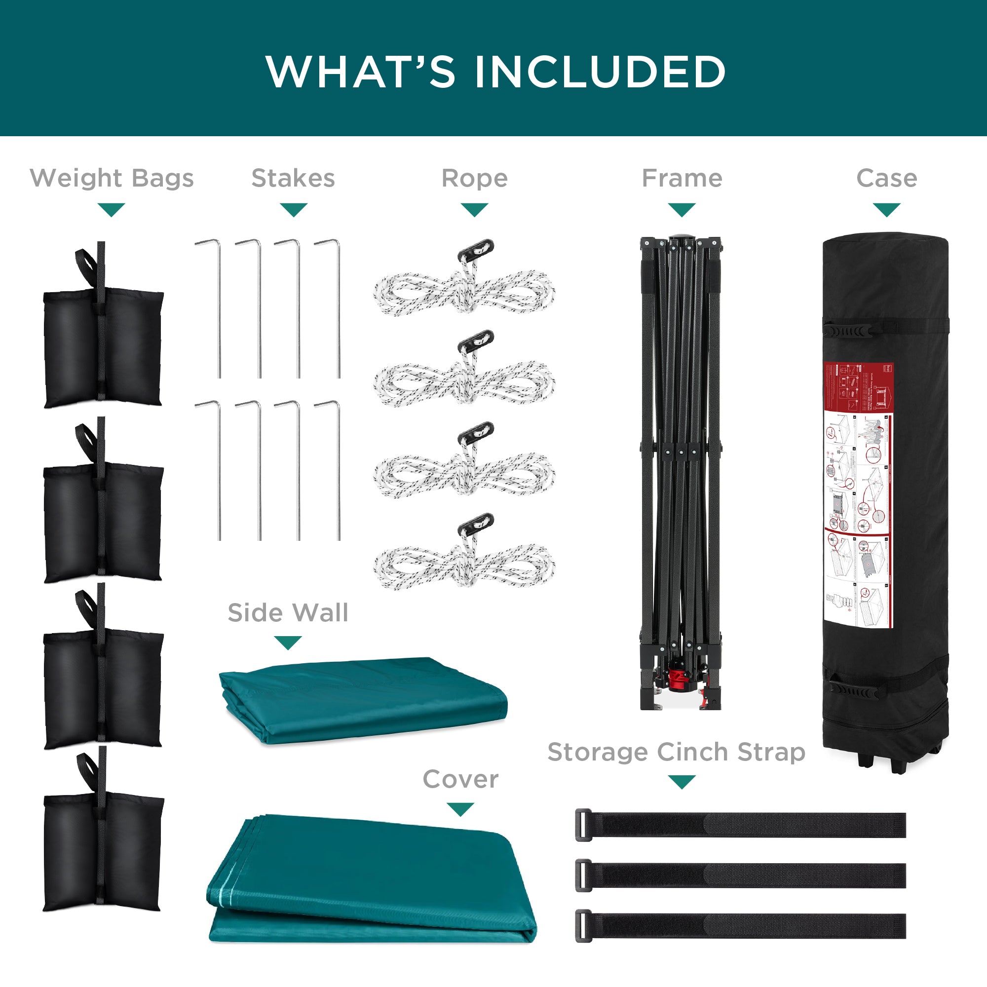 One-Person Setup Instant Pop Up Canopy w/ Side Wall, Carrying Case