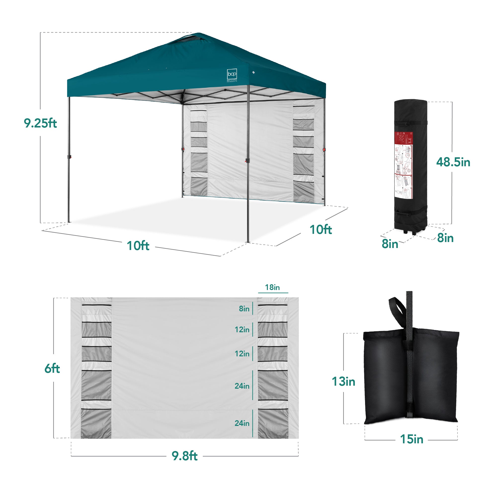 COLONISTA × NATAL DESIGN CONPE10mini One-Person Setup Instant Pop Up Canopy w/ Side Wall, Carrying Case