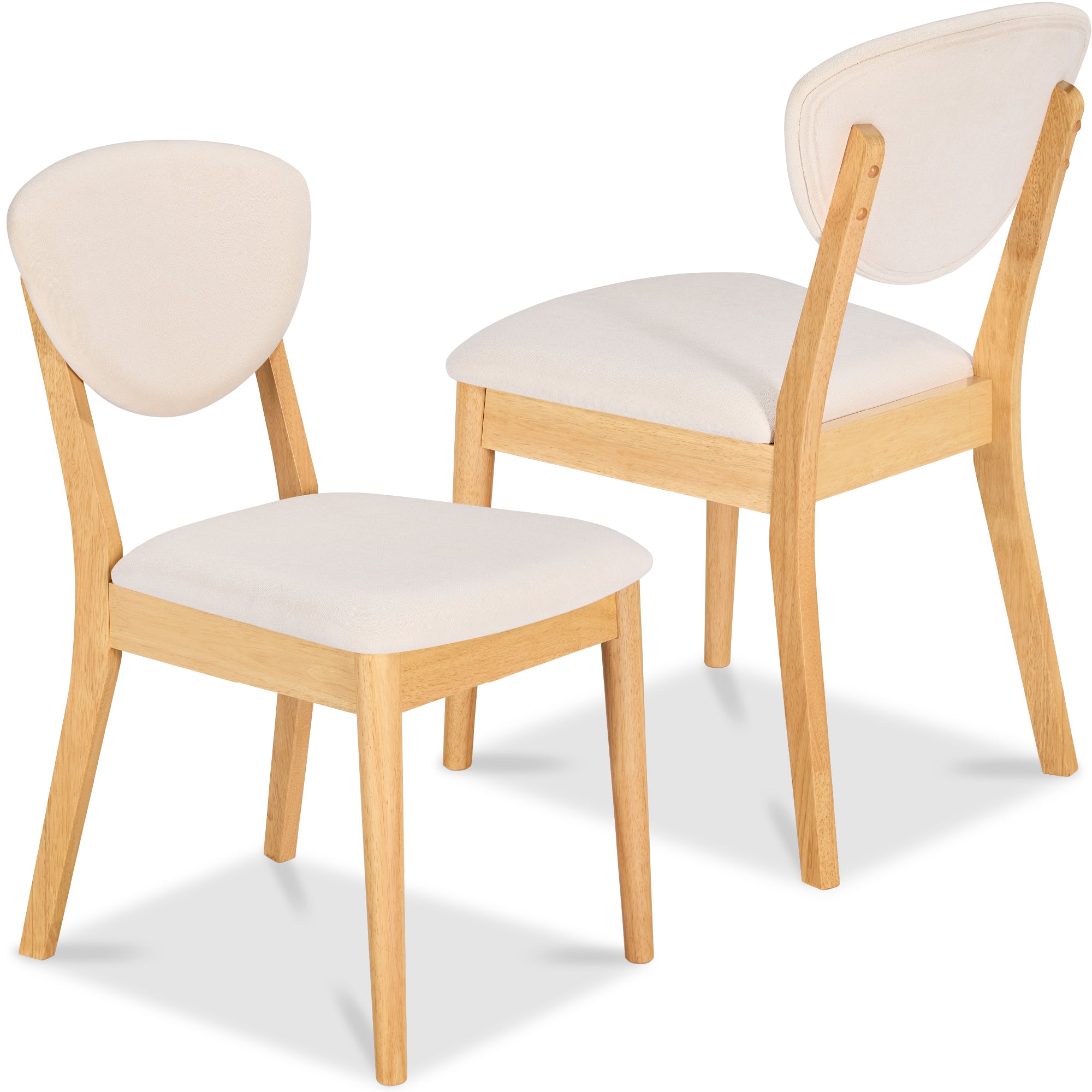 2-Piece Mid-Century Modern Wood &Upholstered Dining Chair Set