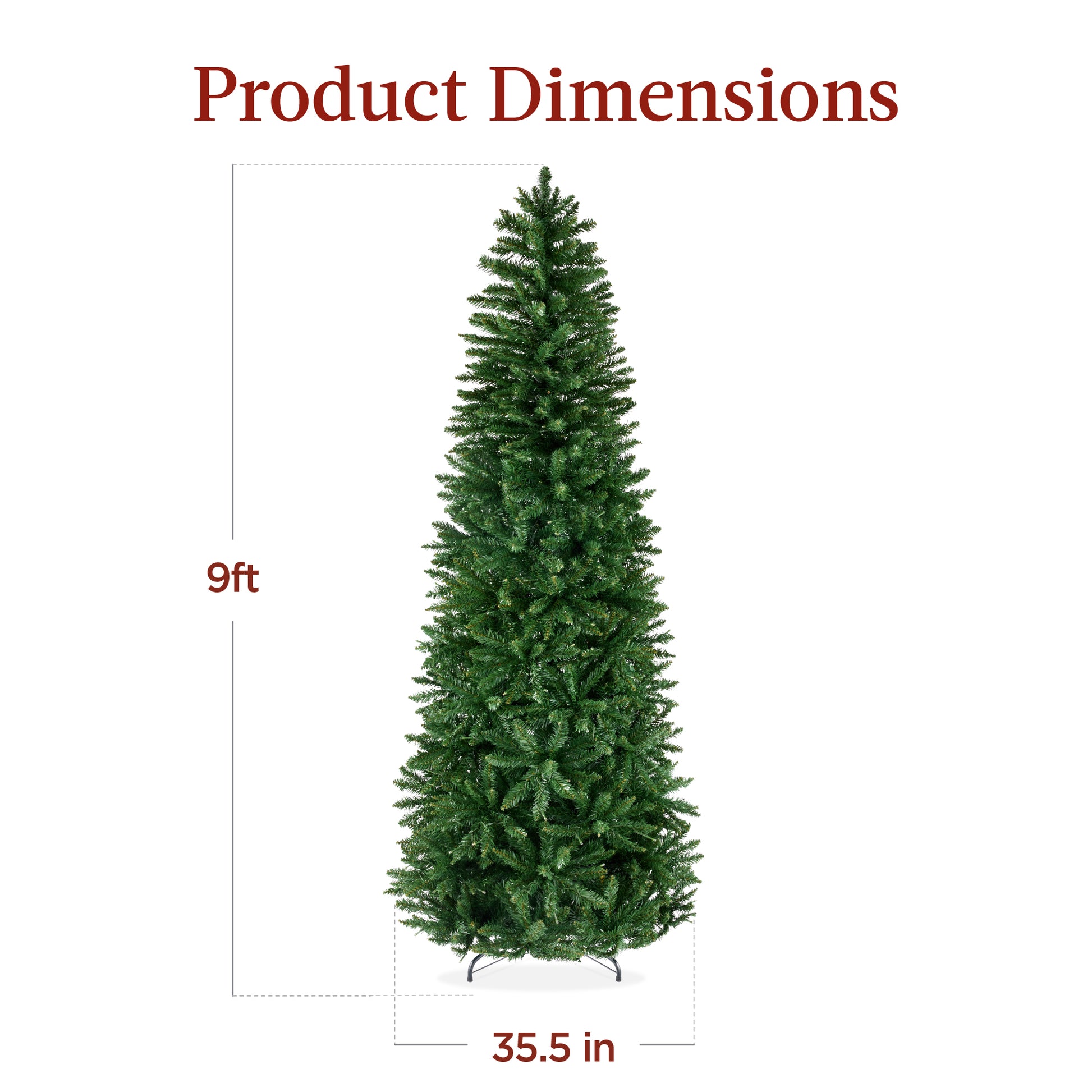 Unlit Spruce Pencil Christmas Tree w/ Folding Metal Base
