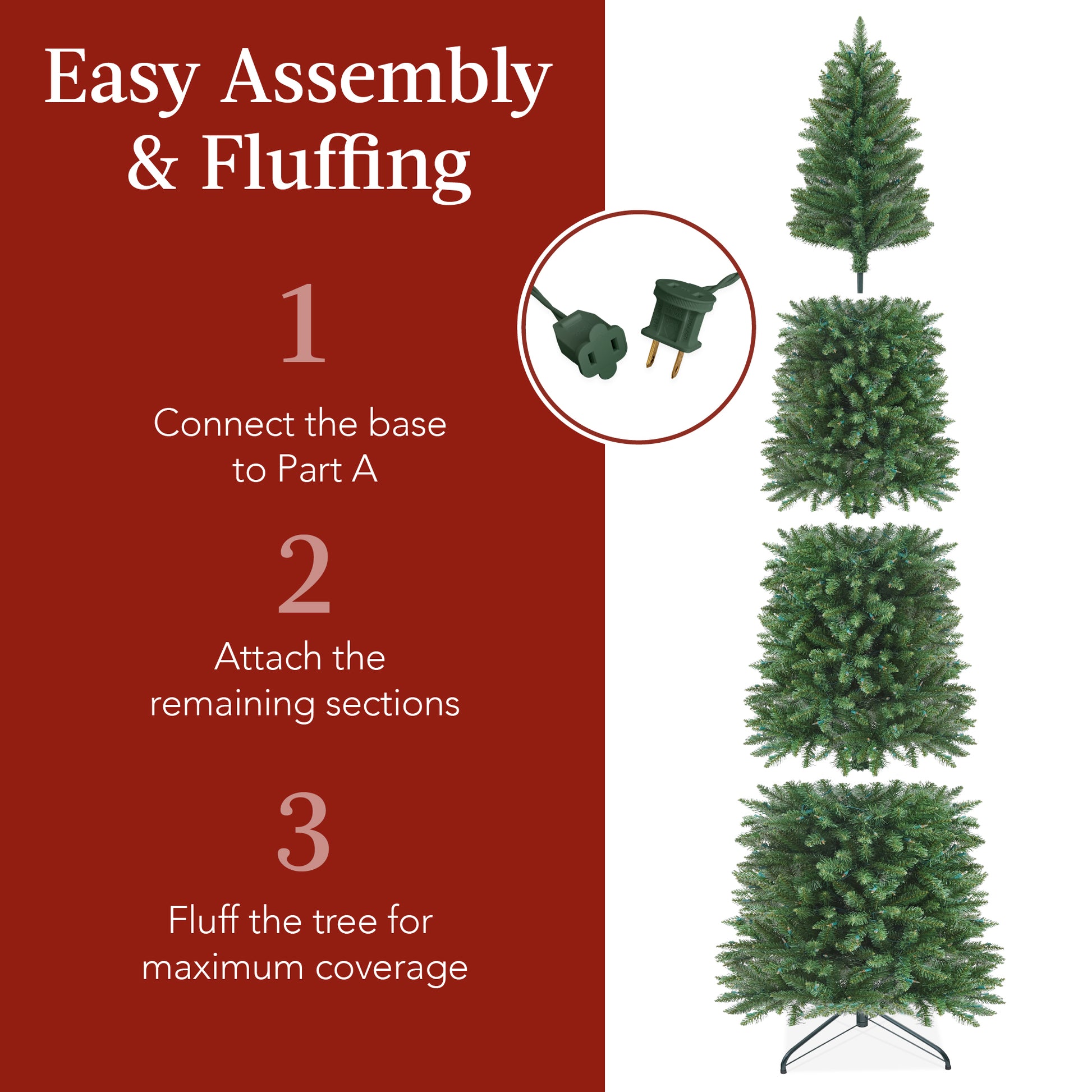 Prelit Spruce Pencil Christmas Tree w/ 2-In-1 LED Lights
