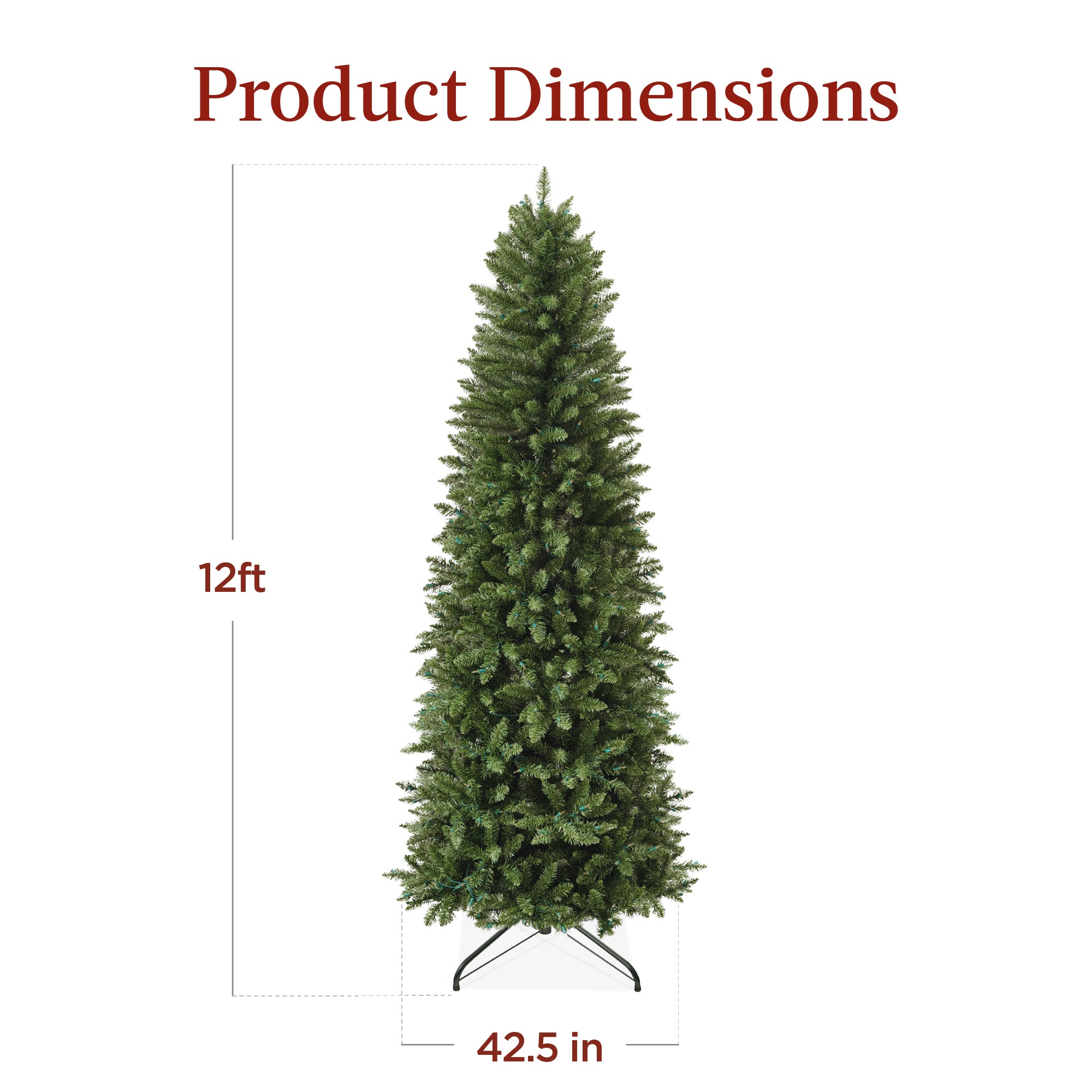 Prelit Spruce Pencil Christmas Tree w/ 2-In-1 LED Lights