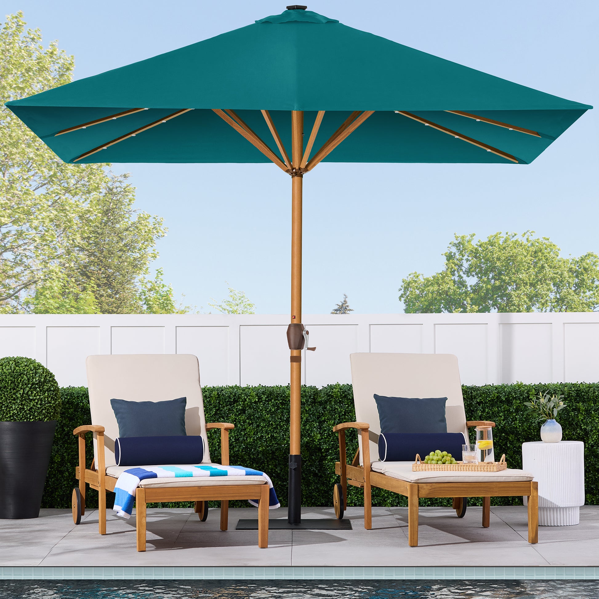Best Choice Products 9ft Deep Square Solar LED Lighted Patio Umbrella w/ Woodgrain Pattern, UV-Resistant