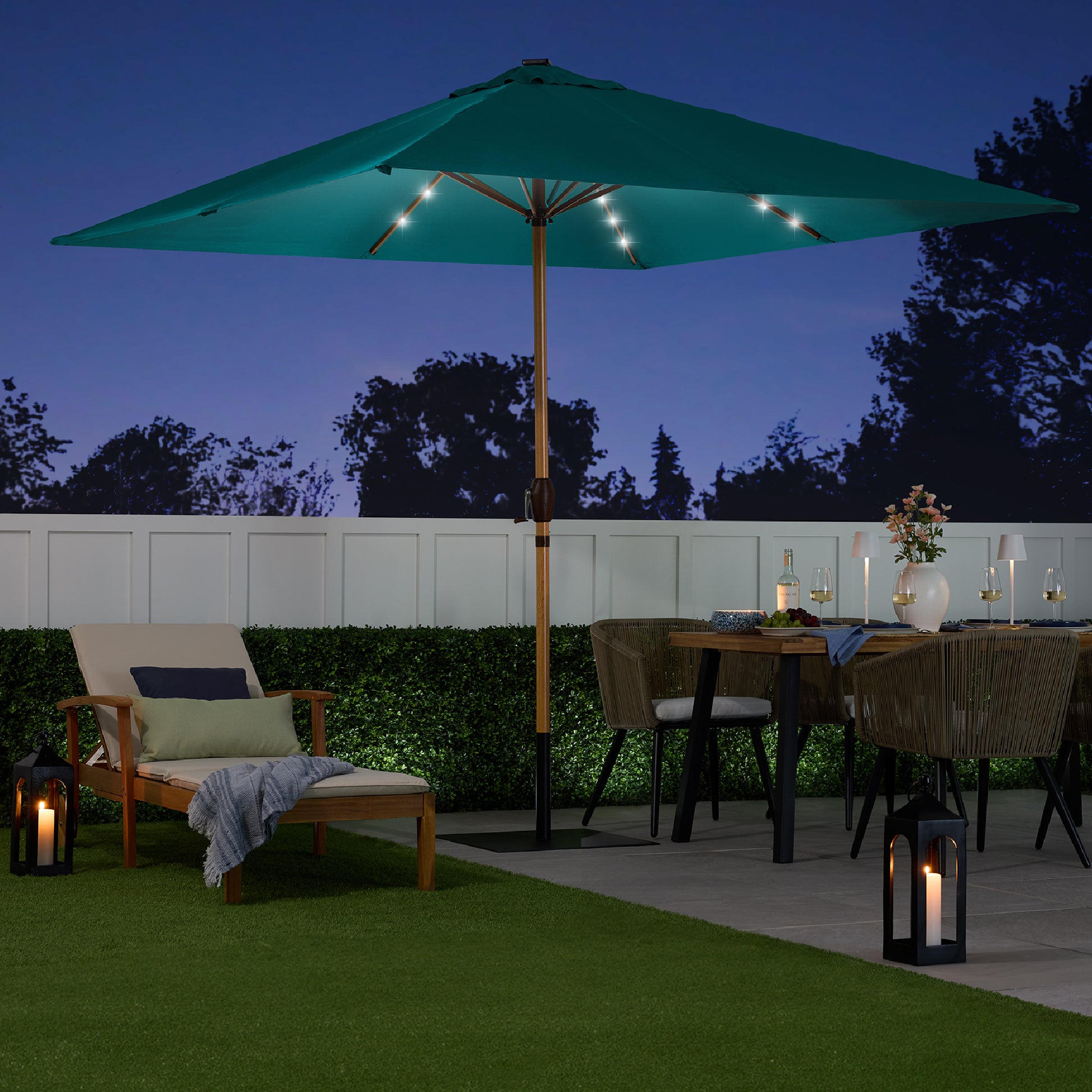 9 marketing patio led umbrella Best Choice Products 9ft Deep Square Solar LED Lighted Patio Umbrella w/ Woodgrain Pattern, UV-Resistant