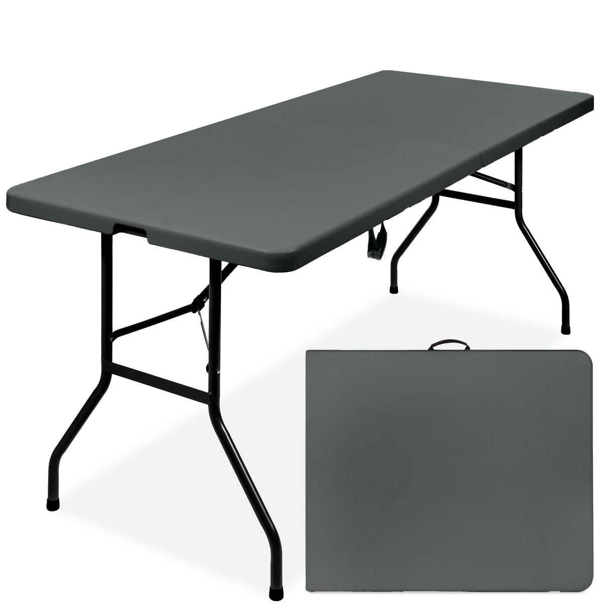 Portable Folding Plastic Dining Table w/ Handle, Lock - 6ft – Best  display picture 1