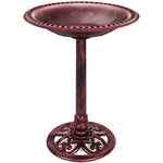 Vintage Outdoor Garden Bird Bath w/ Fleur-de-Lis Accents