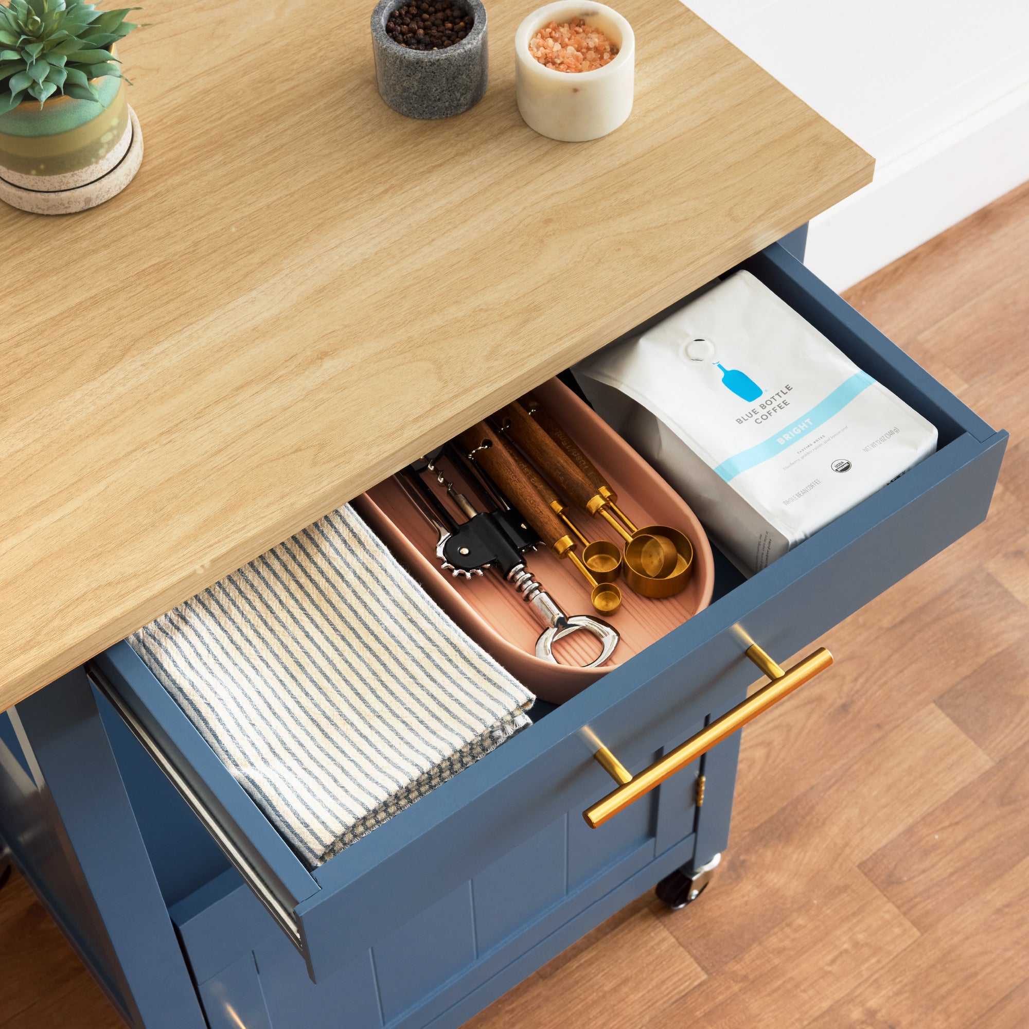 Rolling Kitchen Island Cart, Cabinet w/Drawer, Sliding Tray, Outlet