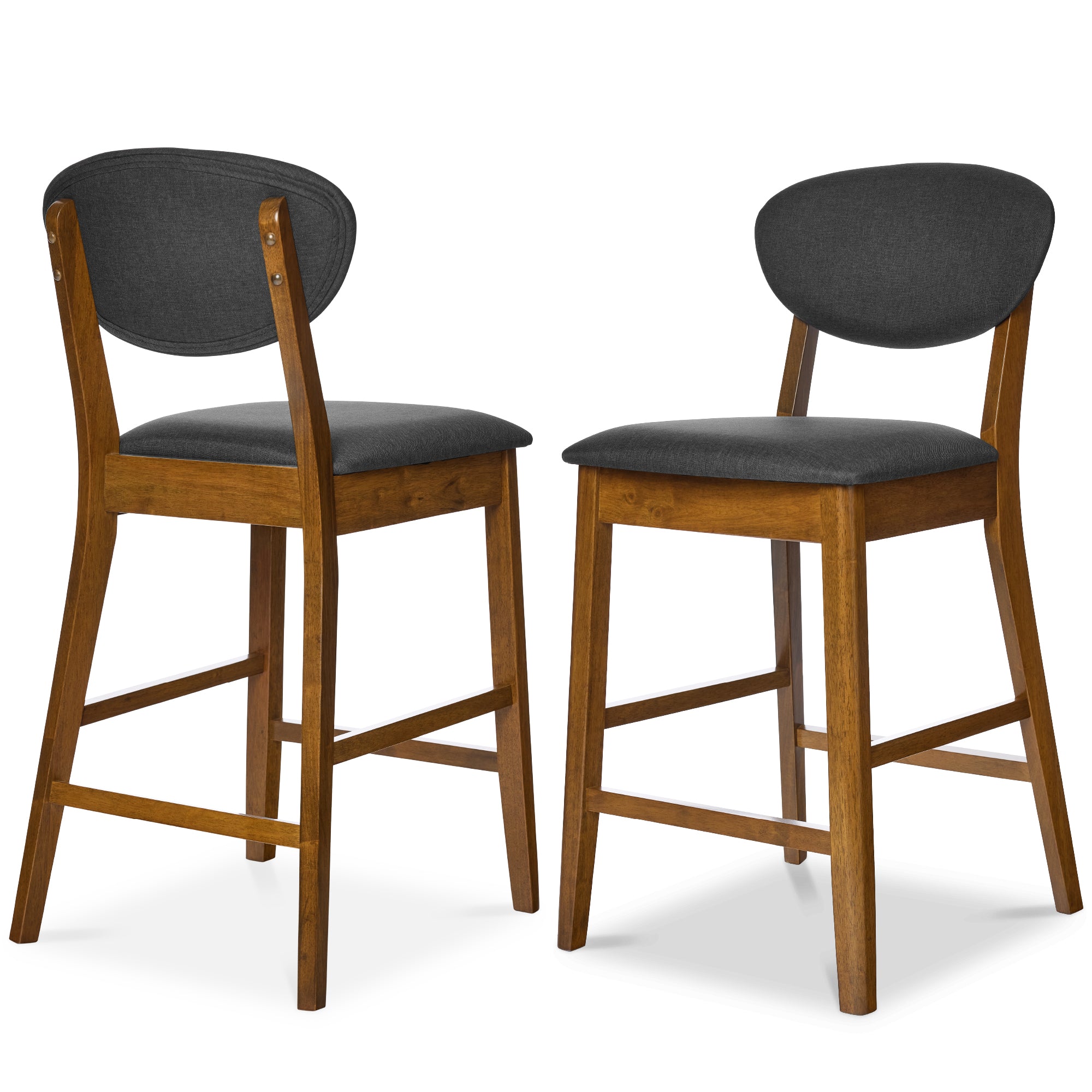 Set of 2 Modern Counter-Height Bar Stool Set W/ Upholstered Seat Cushion