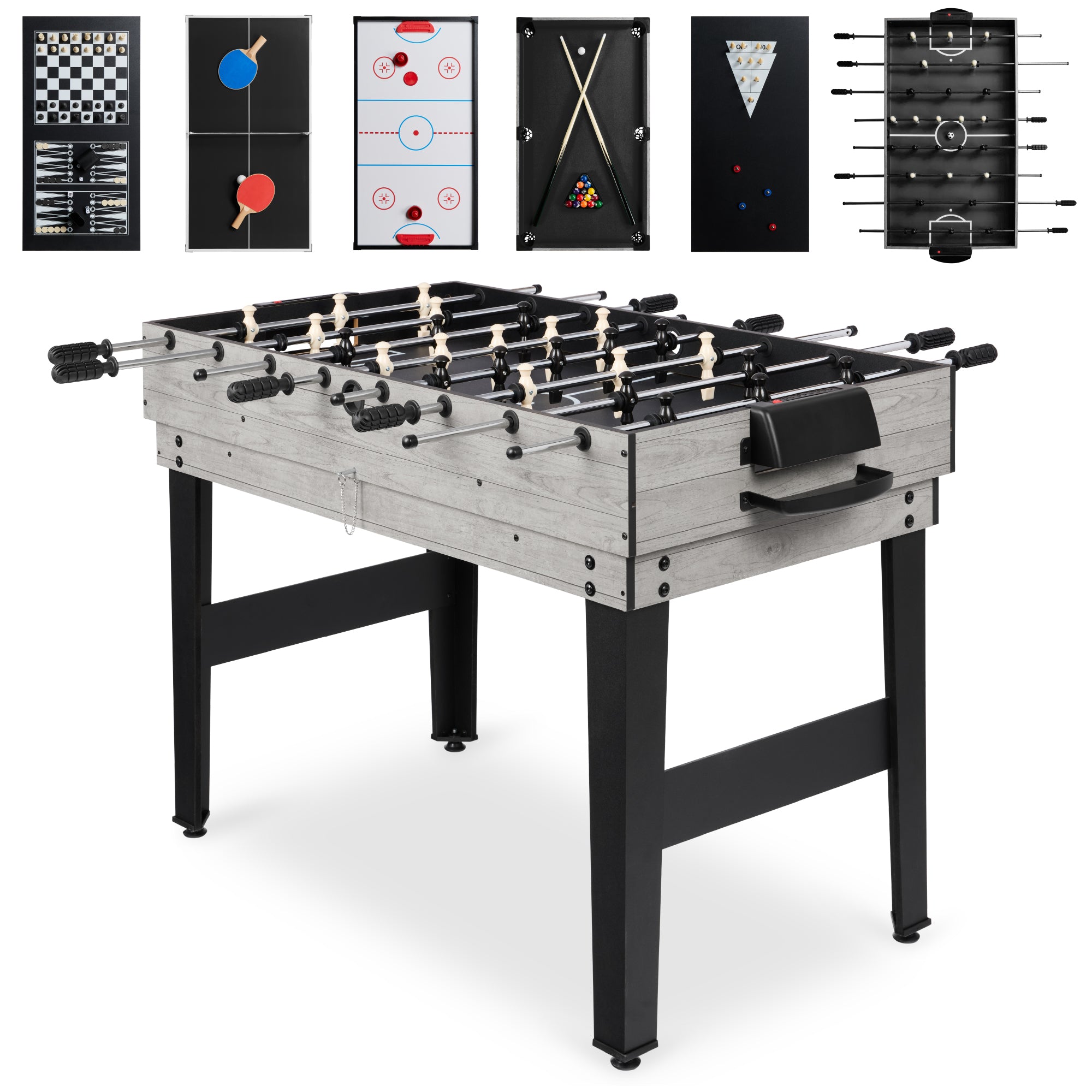 10-in-1 Combo Game Table Set w/ Pool, Foosball, Ping Pong, Chess