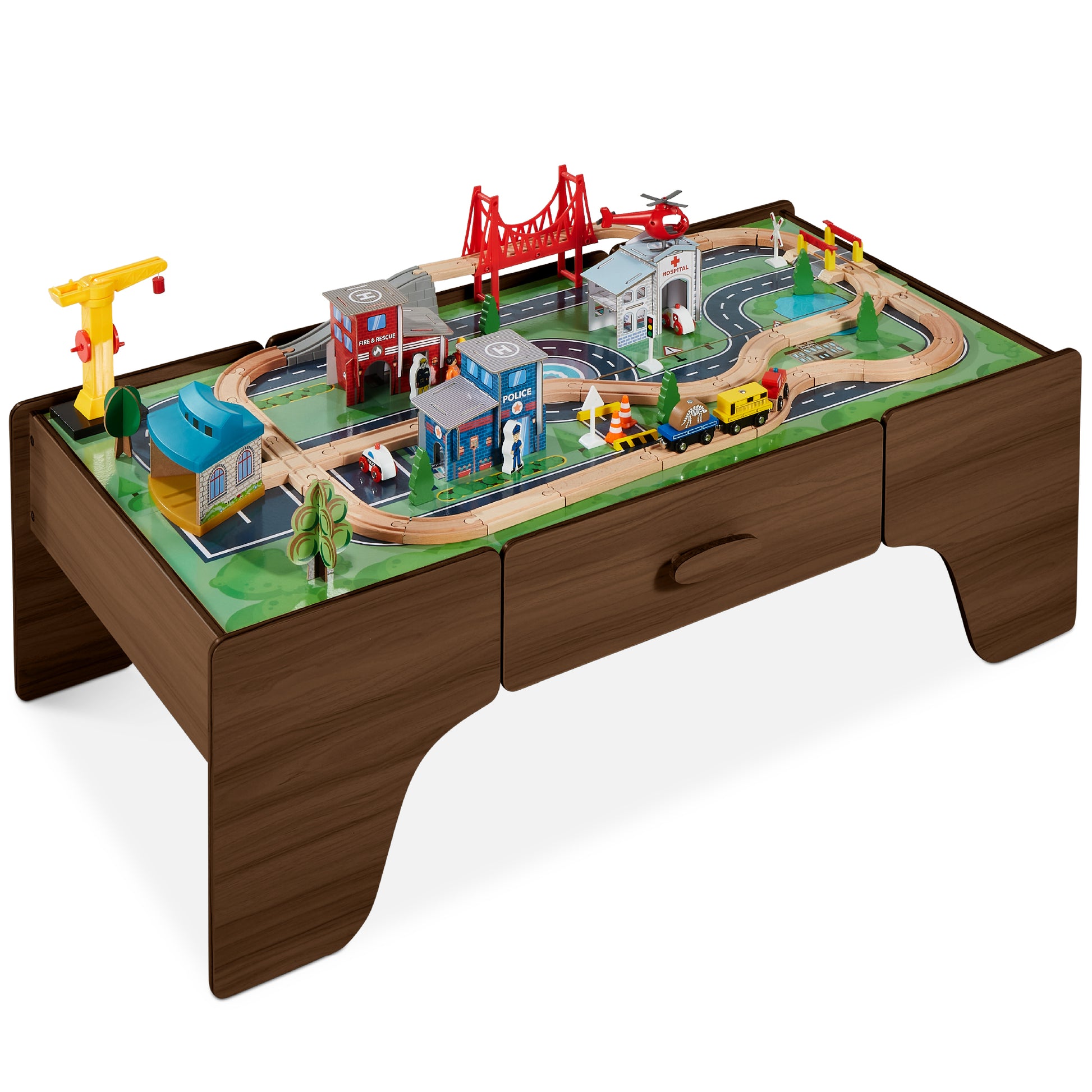 70-Piece Train Table, Large Multipurpose Playset w/ Reversible Table Top