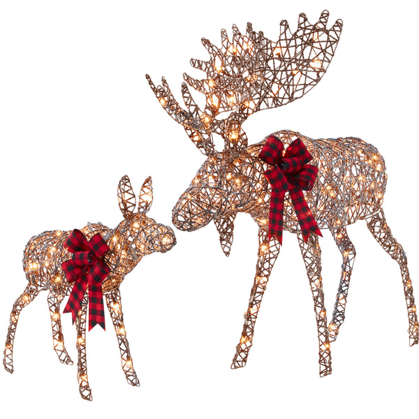 5ft 2-Piece Moose Family Lighted Outdoor Christmas Decor Set w