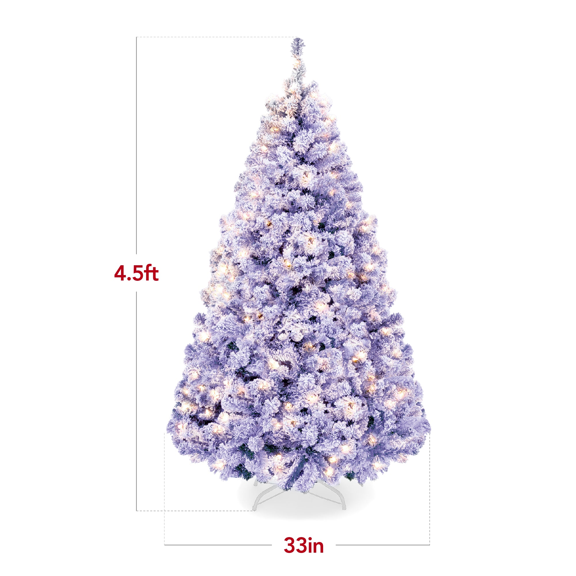 Pre-Lit Lavender Flocked Artificial Pine Christmas Tree w/ White Lights