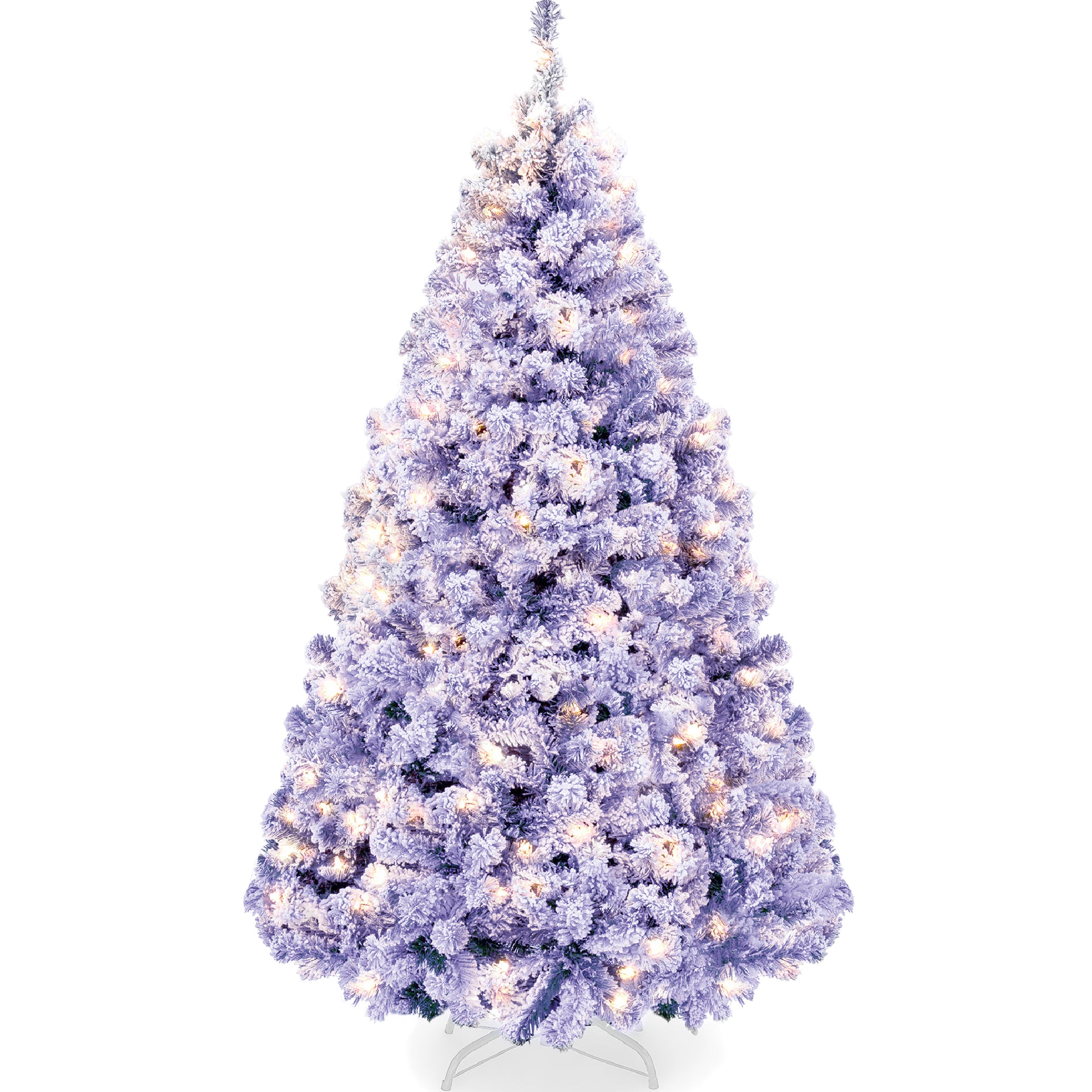 Pre-Lit Lavender Flocked Artificial Pine Christmas Tree w/ White Lights