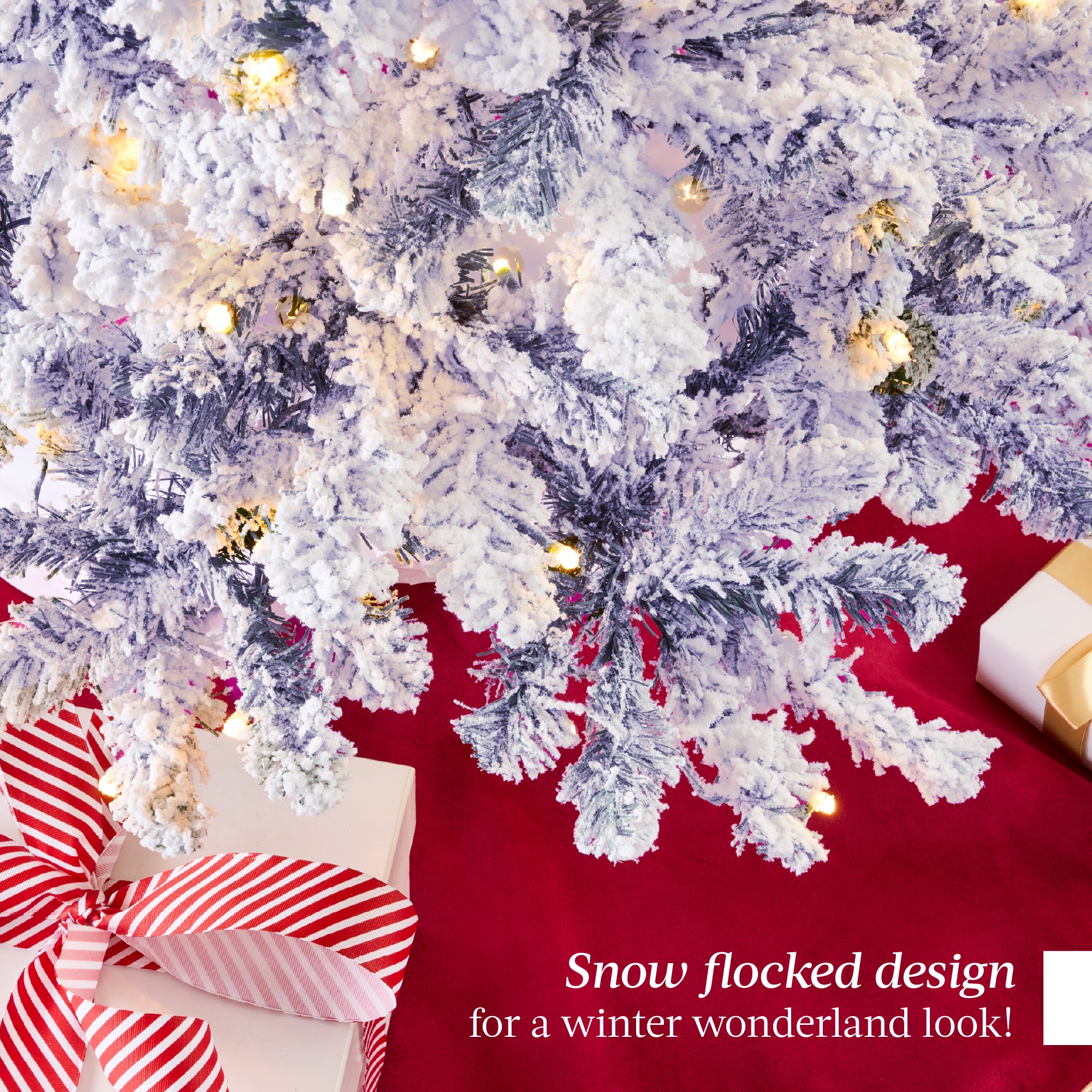 Pre-Lit Lavender Flocked Artificial Pine Christmas Tree w/ White Lights