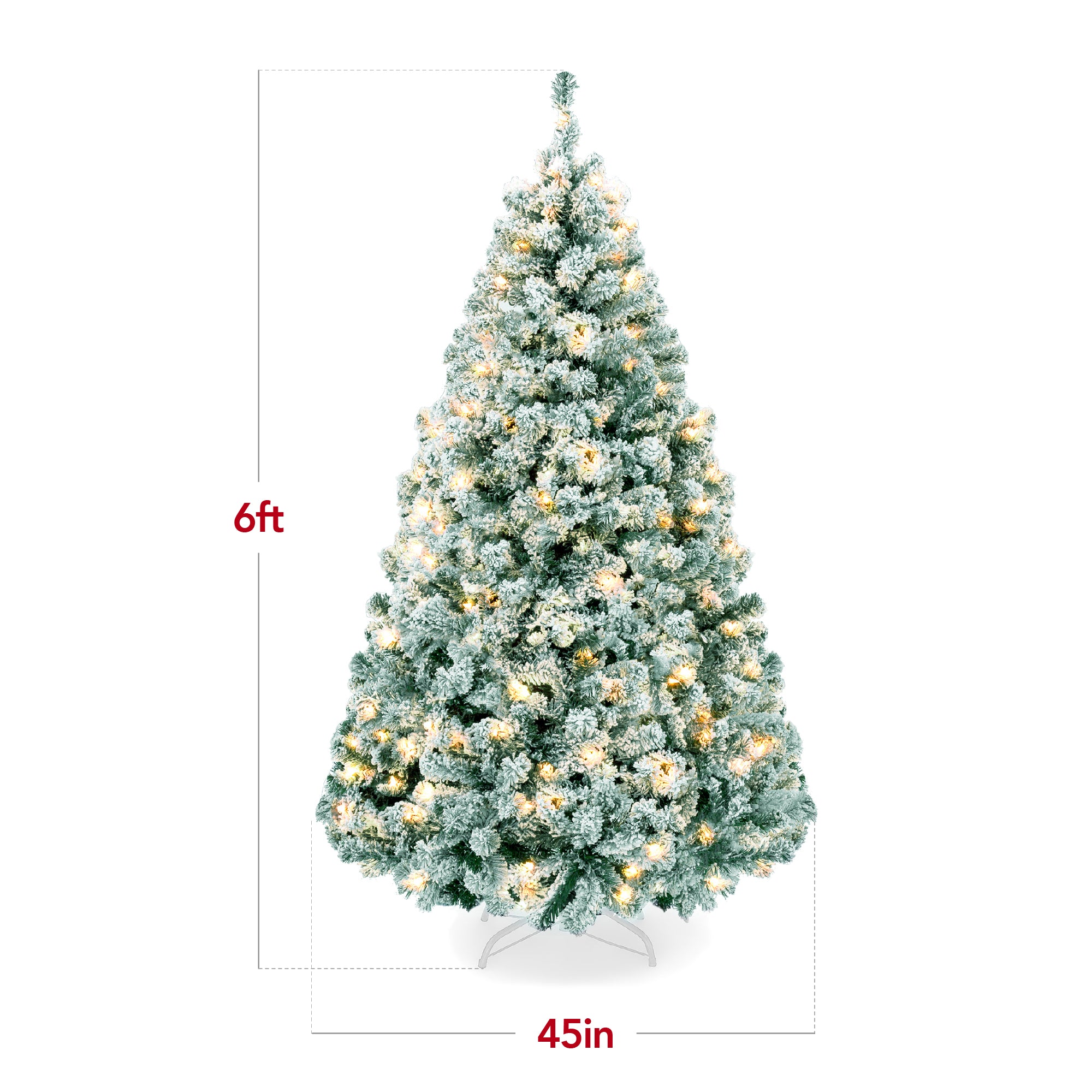 Pre-Lit Sage Green Flocked Artificial Pine Christmas Tree w/ White