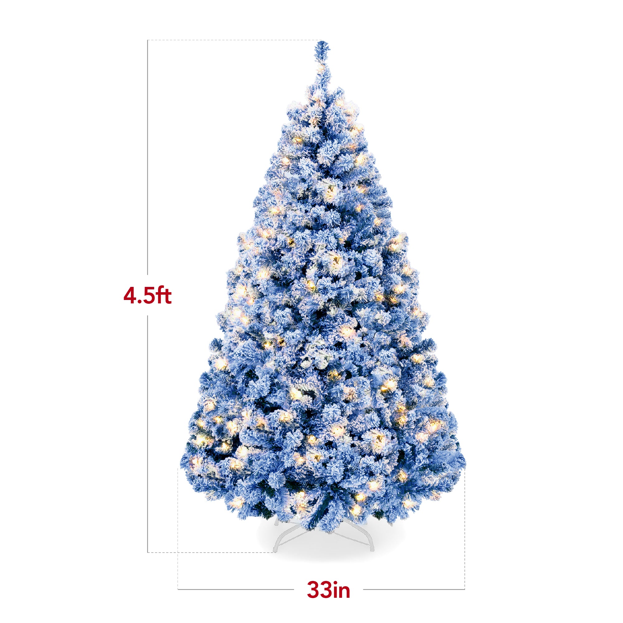 Pre-Lit Blue Flocked Artificial Pine Christmas Tree w/ White Lights