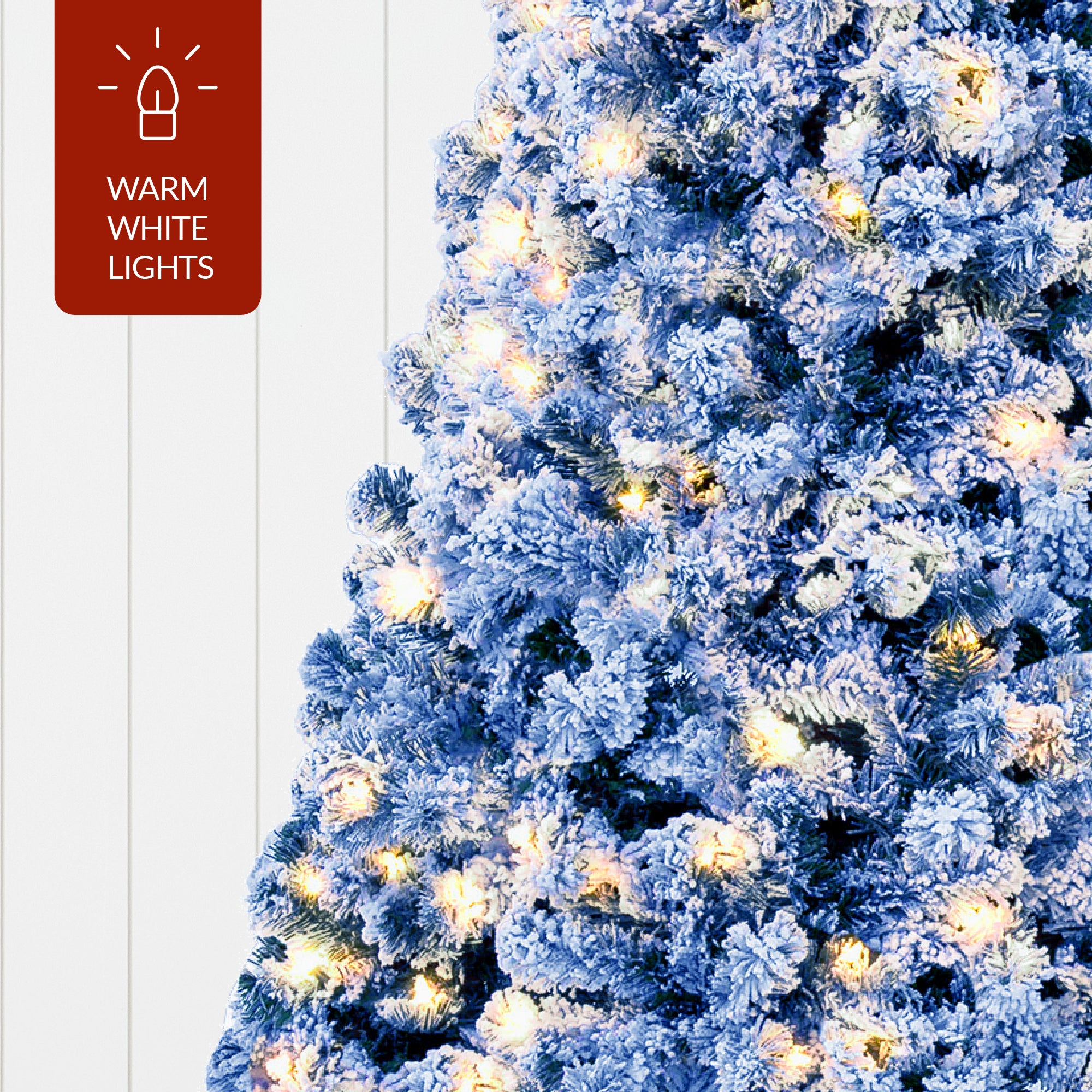 Pre-Lit Blue Flocked Artificial Pine Christmas Tree w/ White