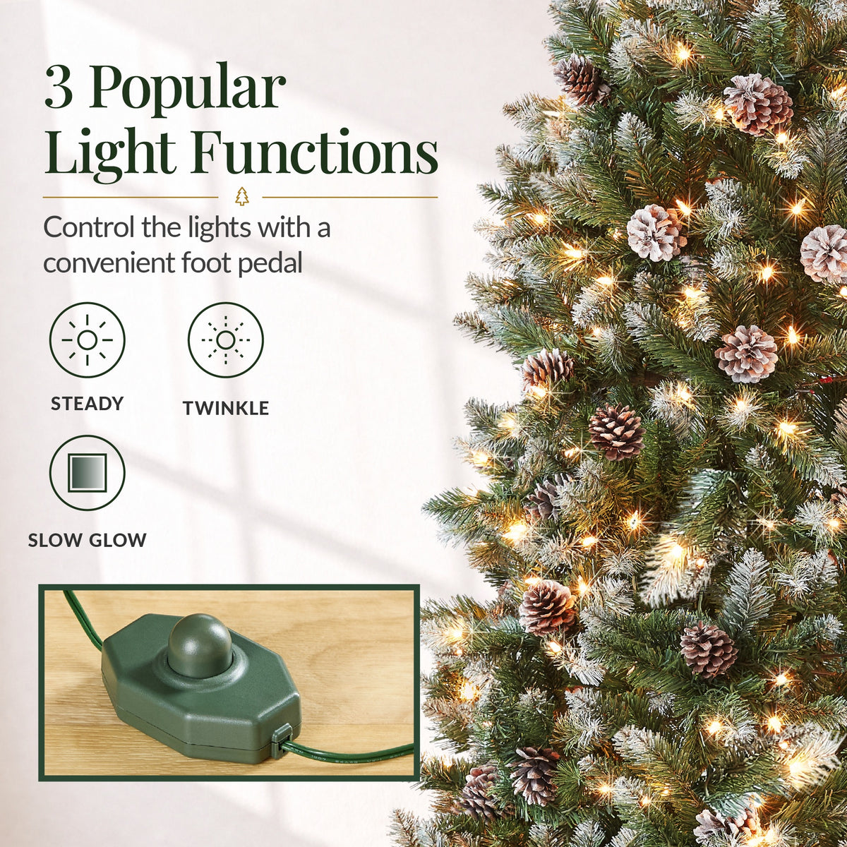 Artificial Pencil Christmas Tree w/ Twinkling Lights, Pre-Lit Frosted Pine