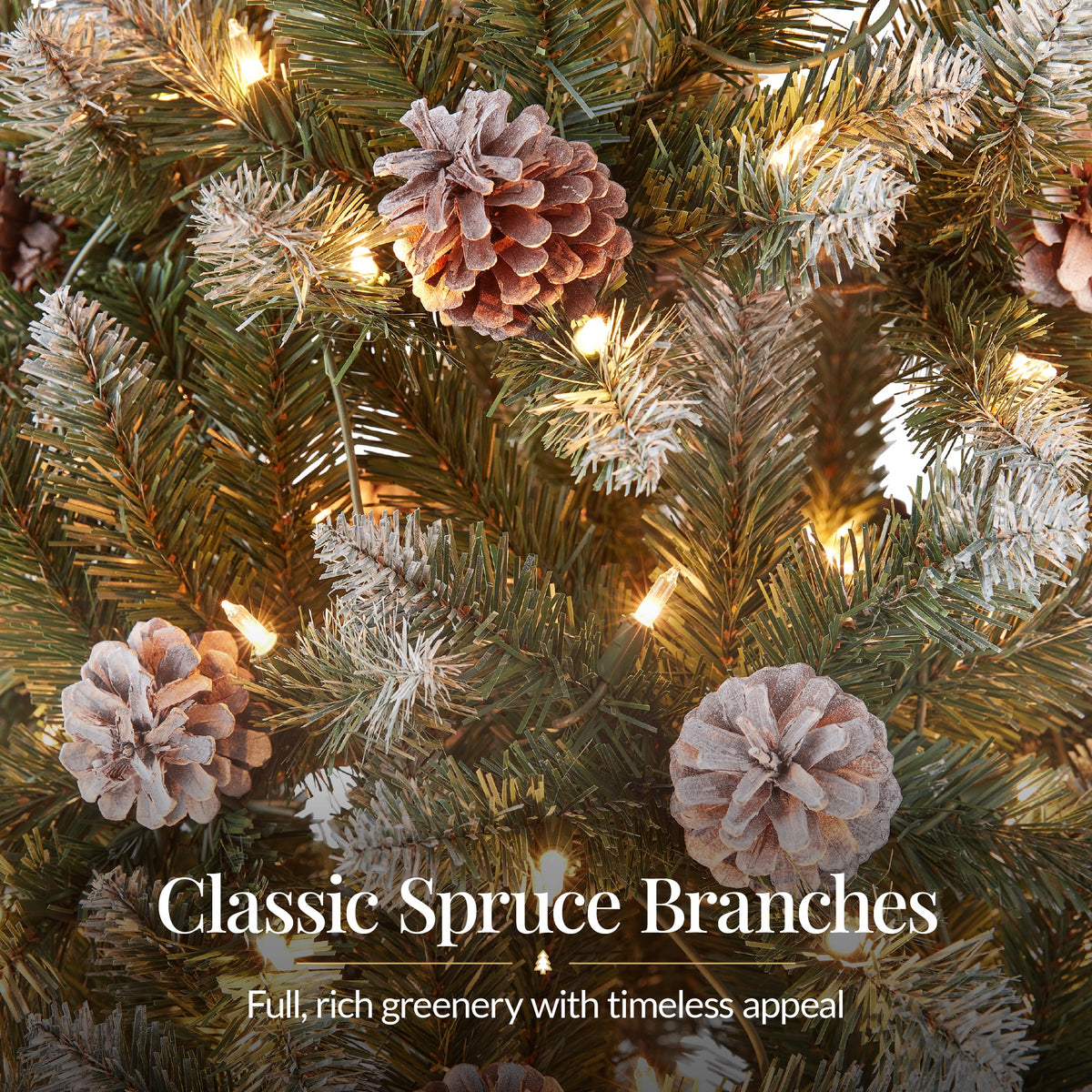 Artificial Pencil Christmas Tree w/ Twinkling Lights, Pre-Lit Frosted Pine