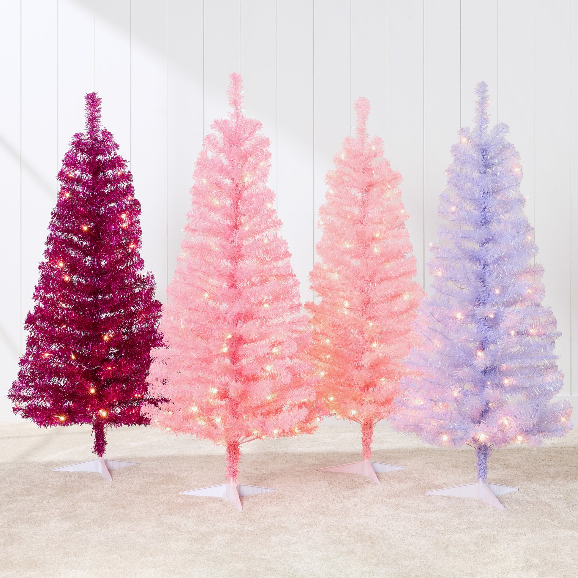 small lavender christmas tree Prelit Colorful Mini Spruce Christmas Tree w/ LED Lights