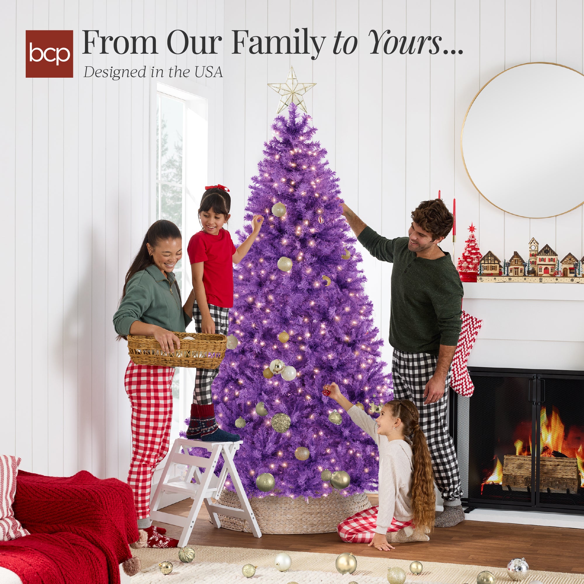 Pre-Lit Artificial Purple Christmas Tree w/ Incandescent Lights