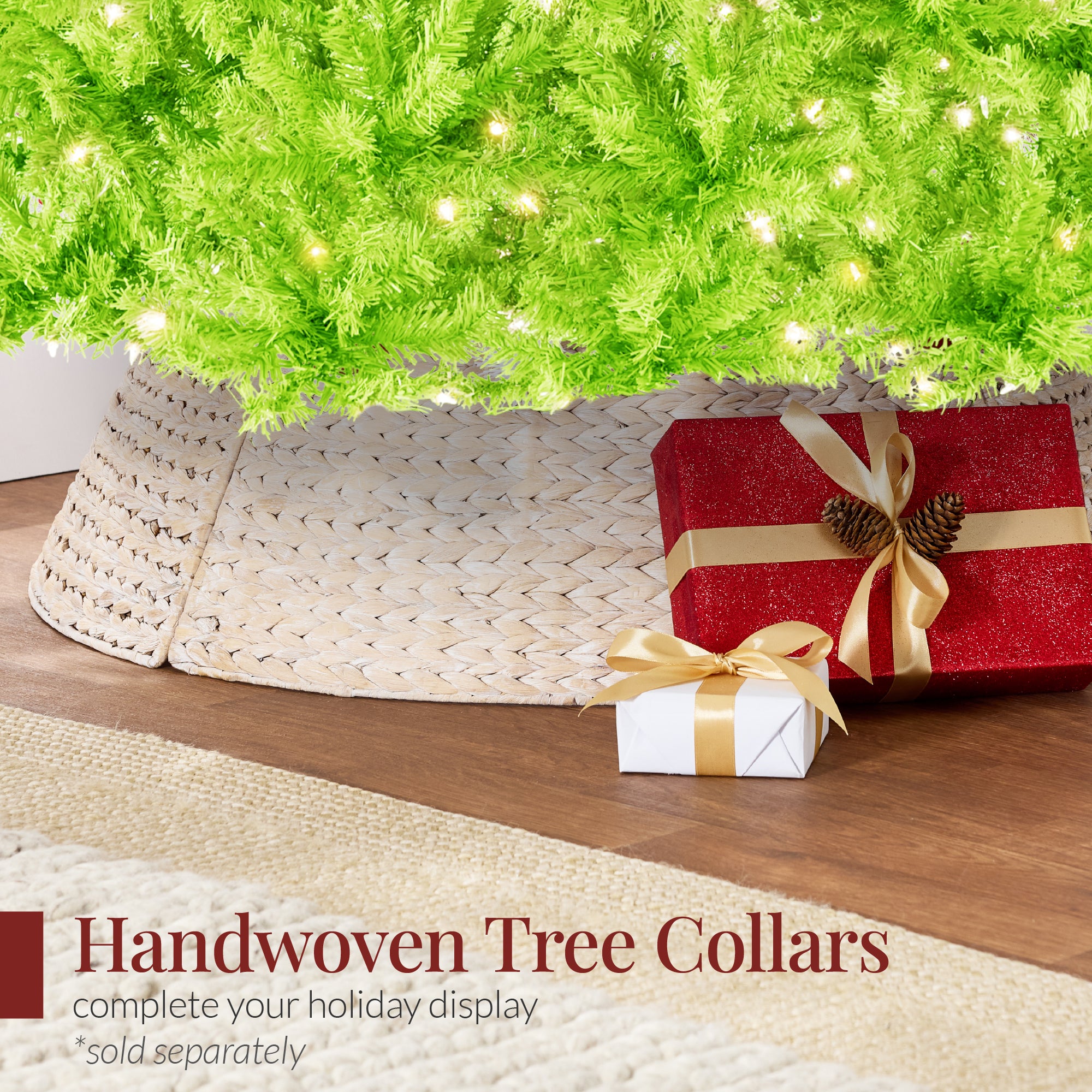 Pre-Lit Artificial Lime Green Christmas Tree w/ Incandescent Lights