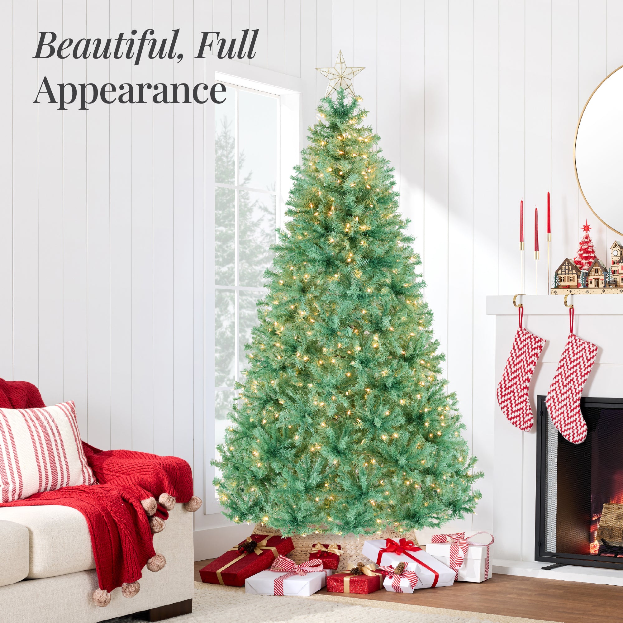 Pre-Lit Artificial Sage Green Christmas Tree w/ Incandescent