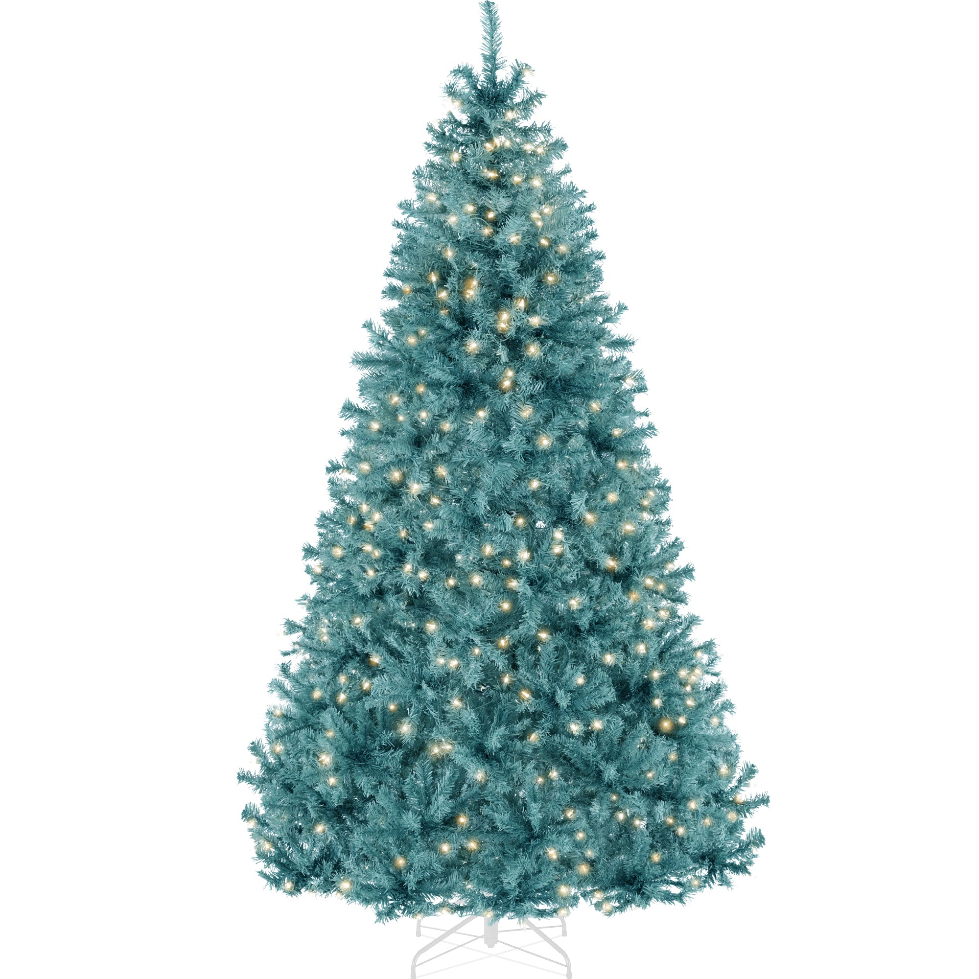 Pre-Lit Artificial Peacock Blue Christmas Tree w/ Incandescent Lights