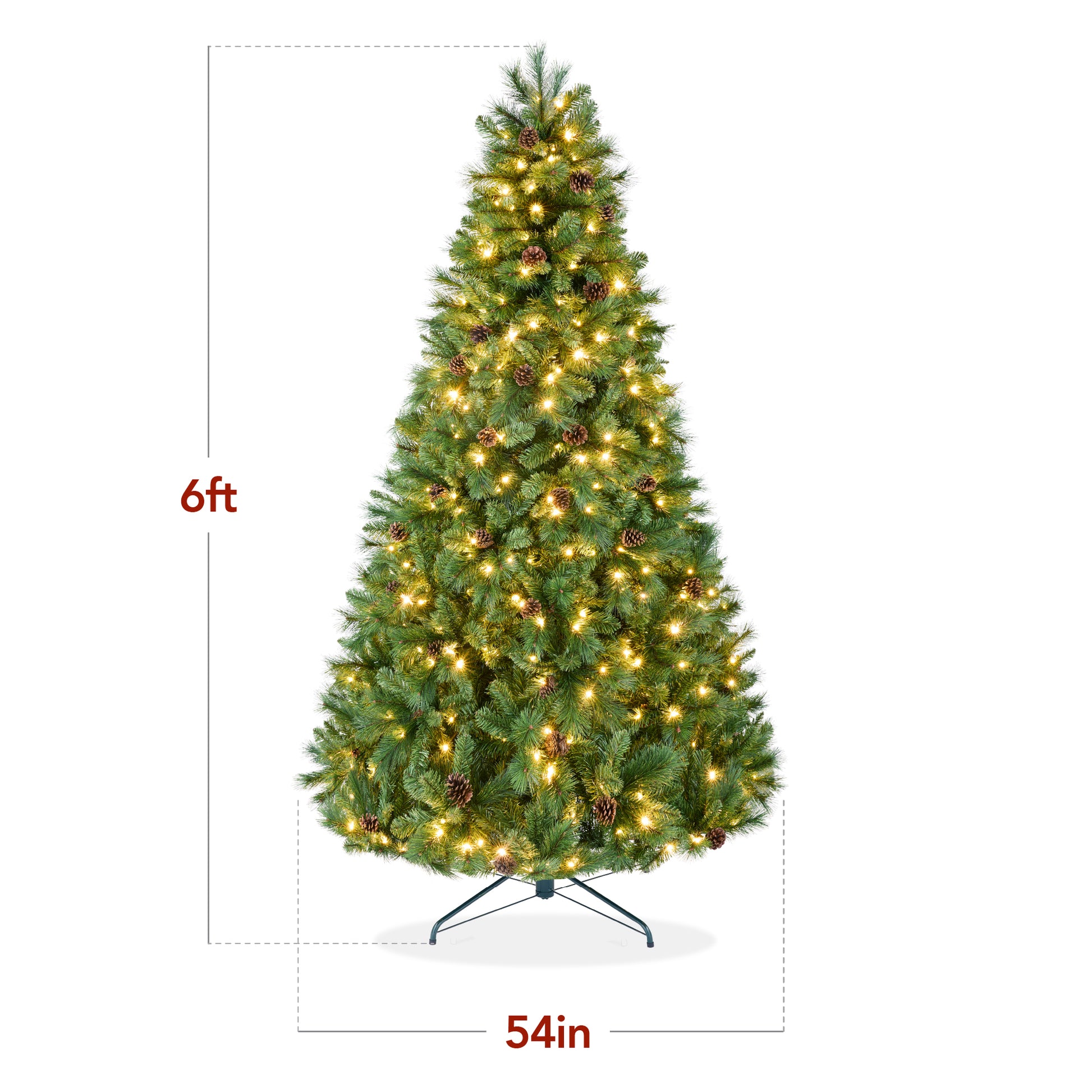 Pre-Lit Artificial Scotch Pine Christmas Tree w/ Metal Stand