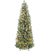 Pre-Lit Artificial Frosted Scotch Pine Pencil Christmas Tree w/ Metal Stand
