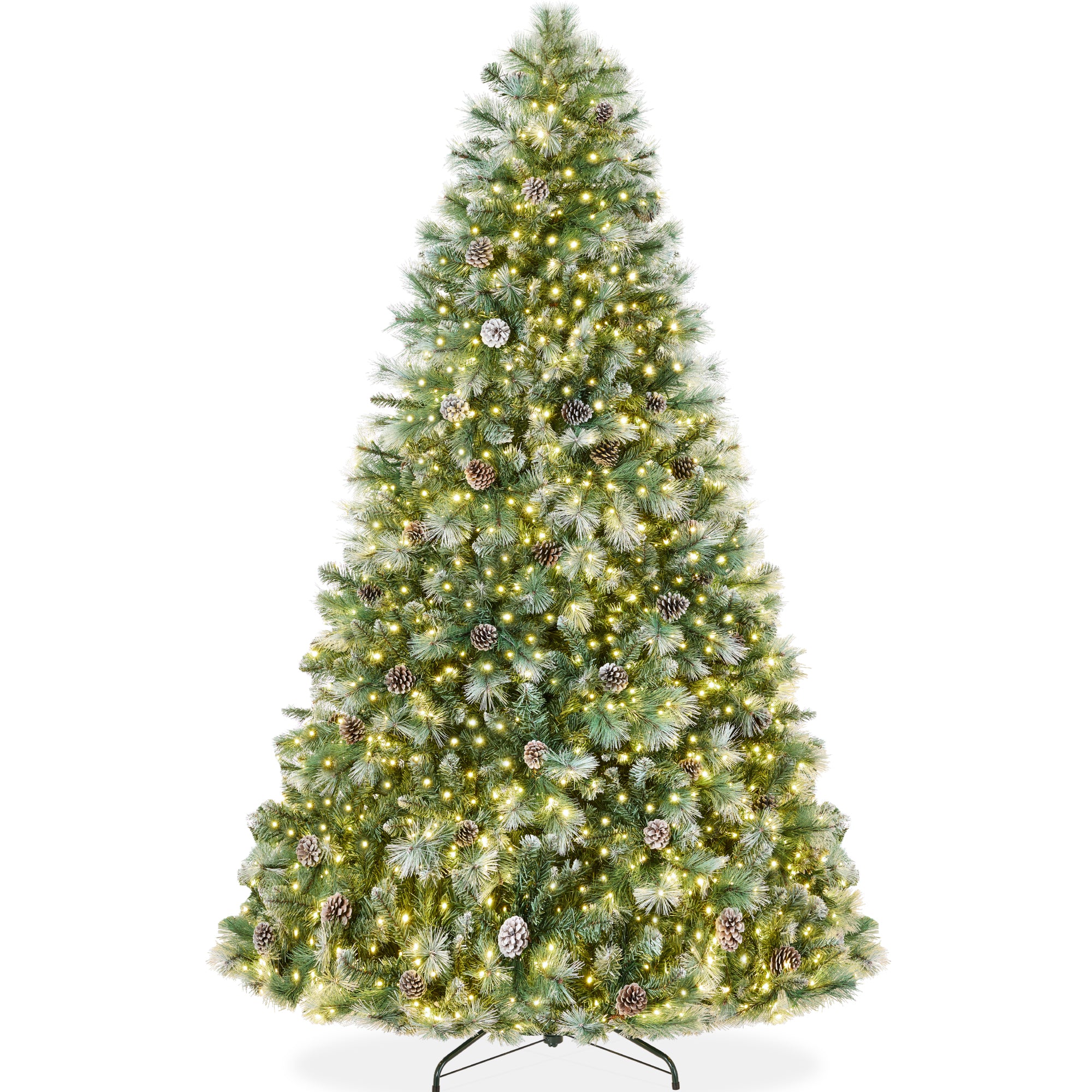 Pre-Lit Frosted Artificial Scotch Pine Christmas Tree w/ Metal Stand
