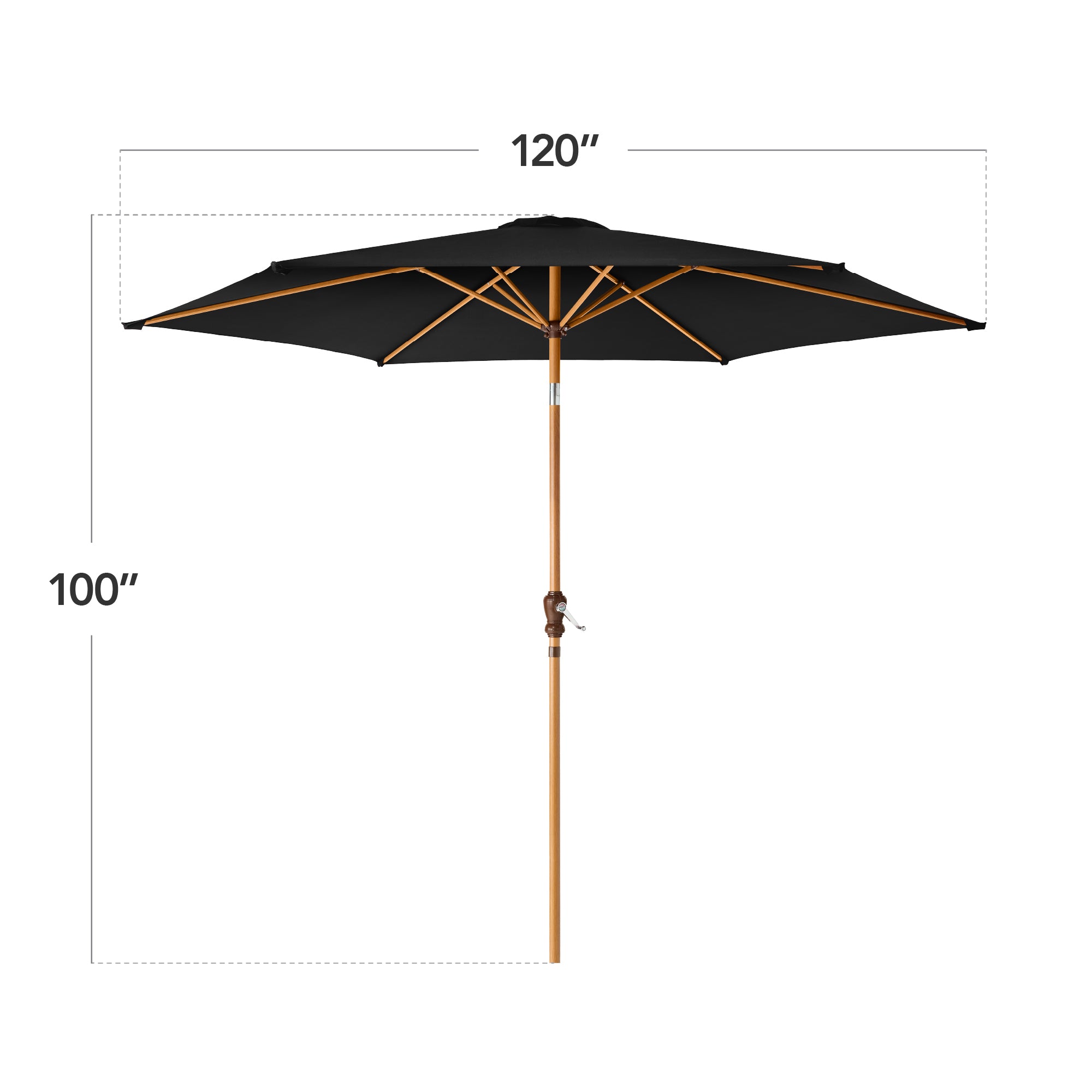 Outdoor Woodgrain Pattern Patio Umbrella Decoration w/ Tilt, Crank - 10ft
