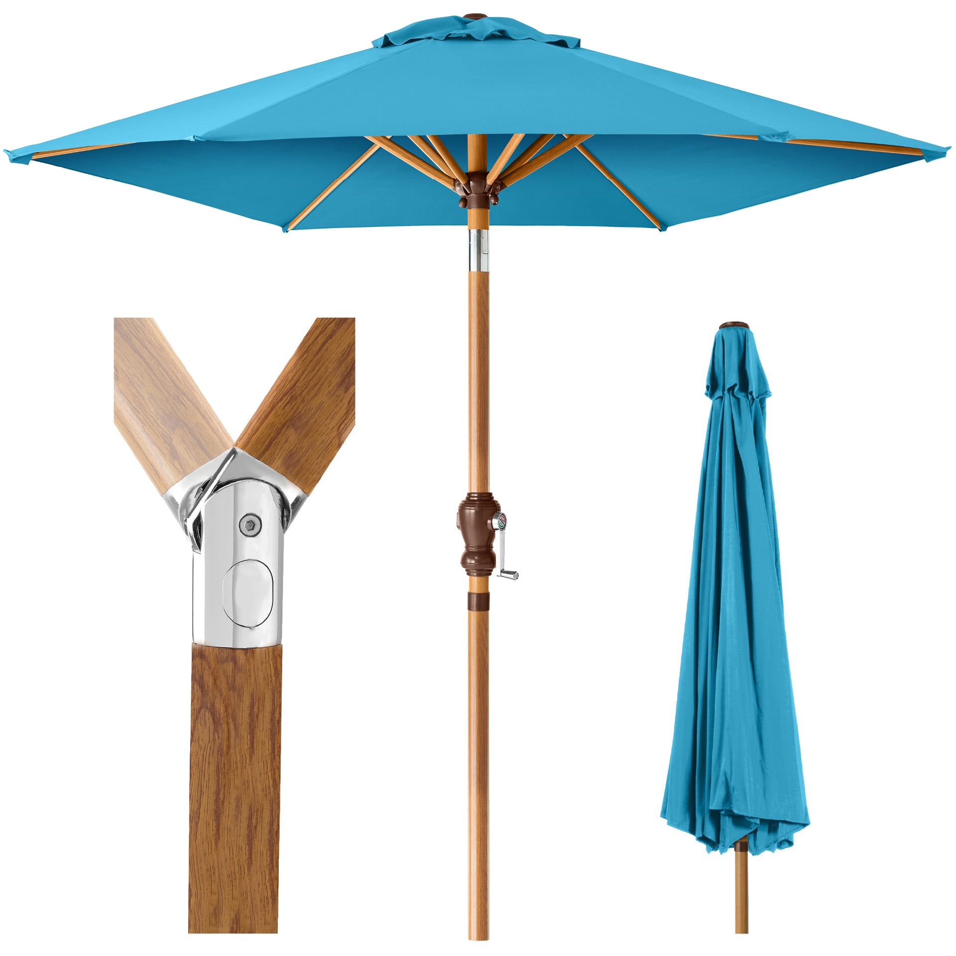 gamecock patio umbrella Outdoor Woodgrain Pattern Decoration w/ Tilt, Crank - 10ft angle the umbrella to provide optimal shade Galtech International 9 Ft. Teak
