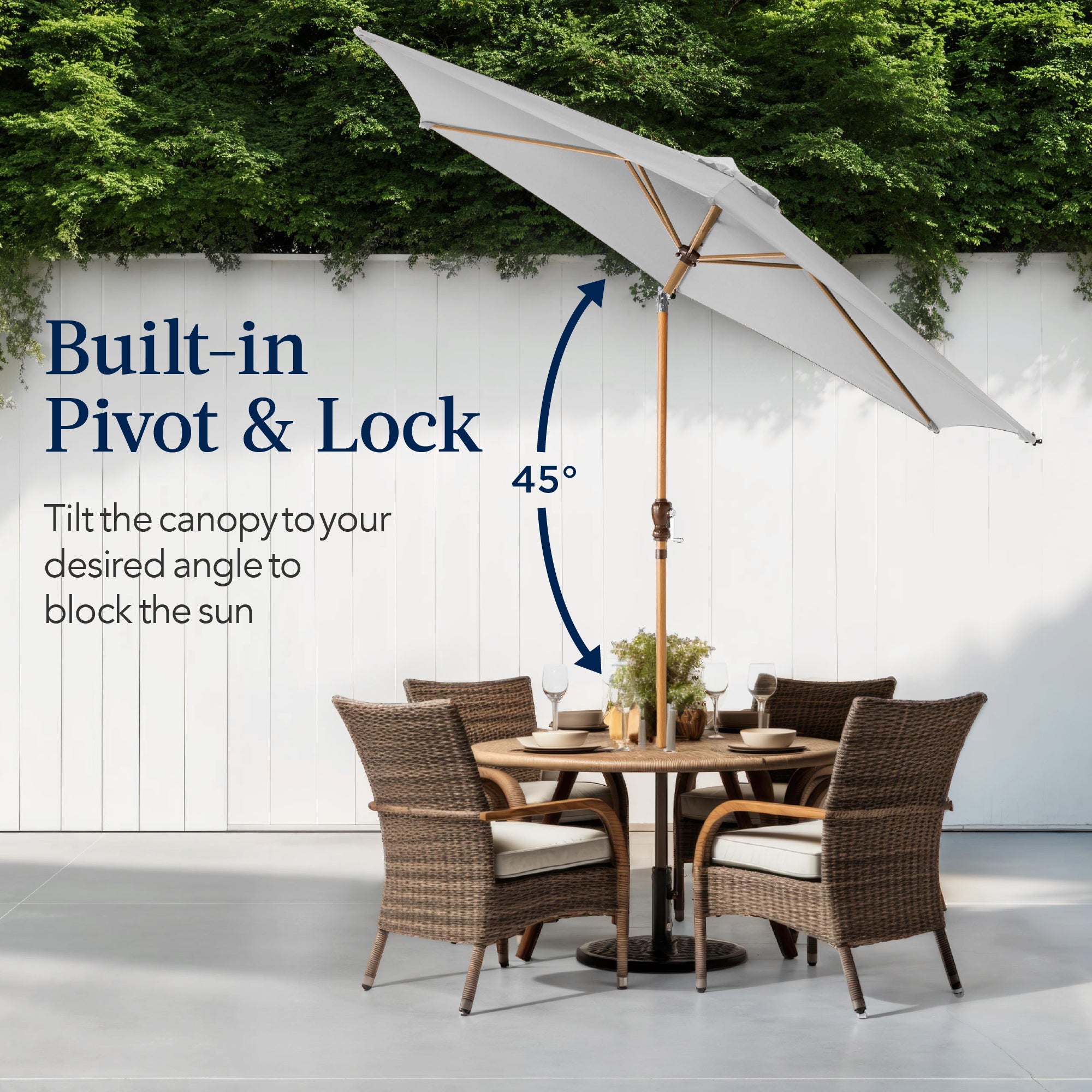 Outdoor Woodgrain Pattern Patio Umbrella Decoration w/ Tilt, Crank - 10ft