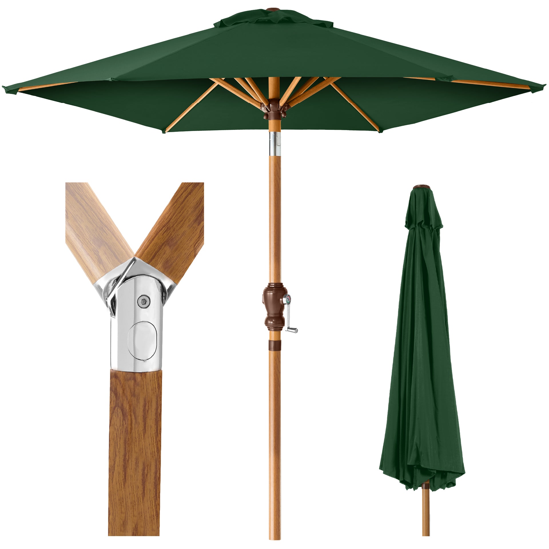 best wood pole patio umbrella Outdoor Woodgrain Pattern Patio Umbrella Decoration w/ Tilt, Crank - 10ft