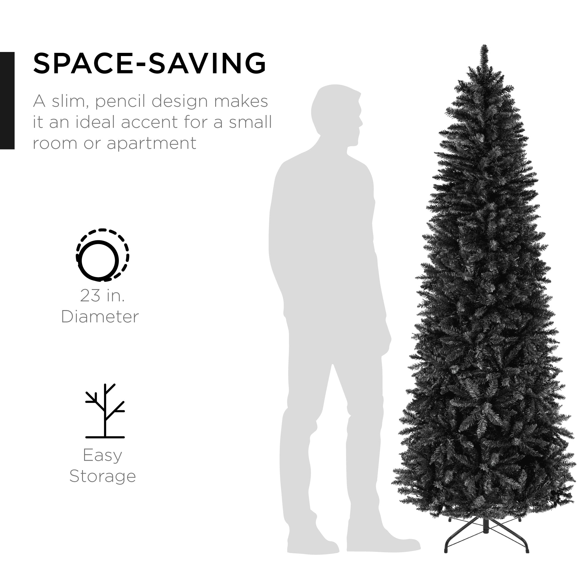 Black Artificial Pencil Holiday Christmas Tree