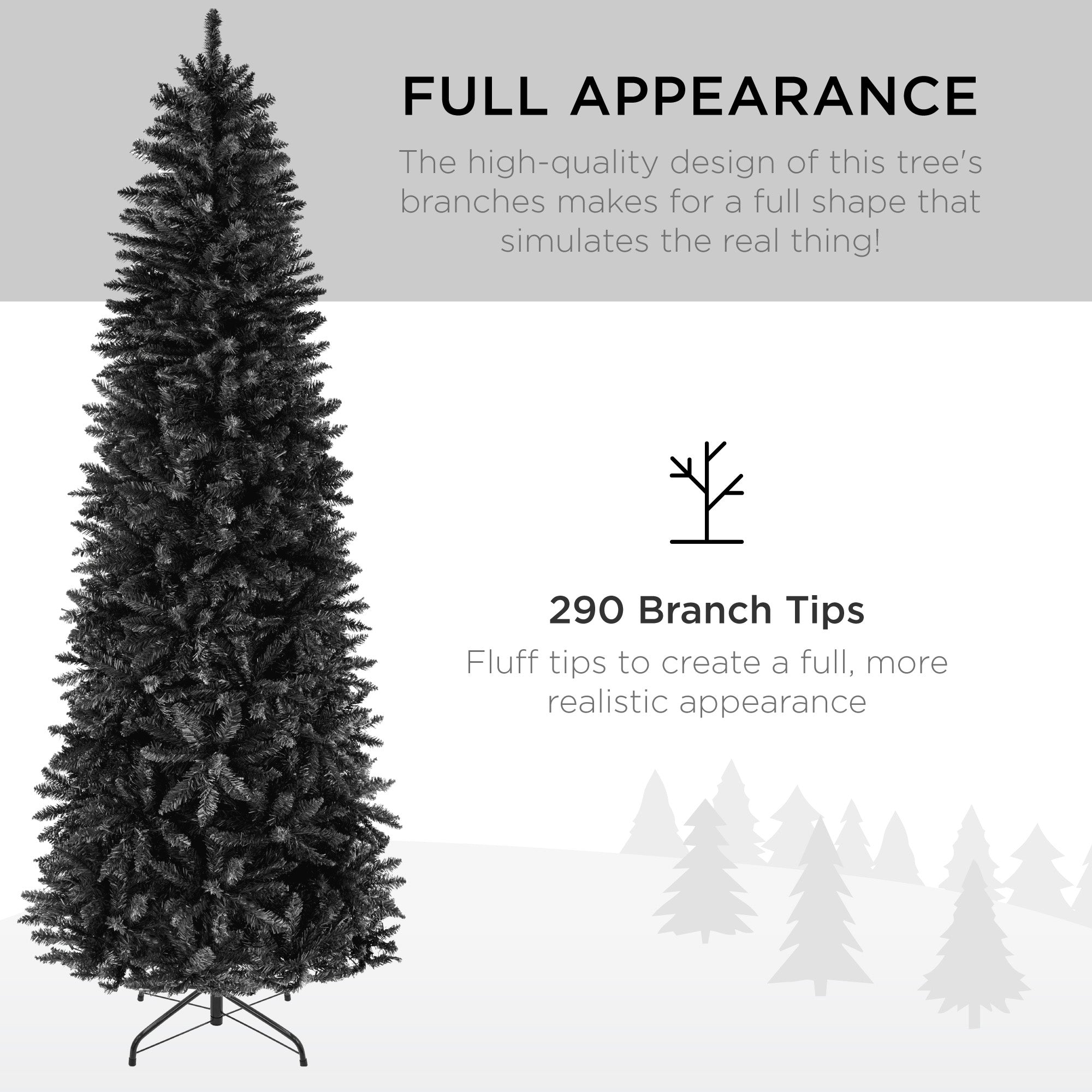 Black Artificial Pencil Holiday Christmas Tree